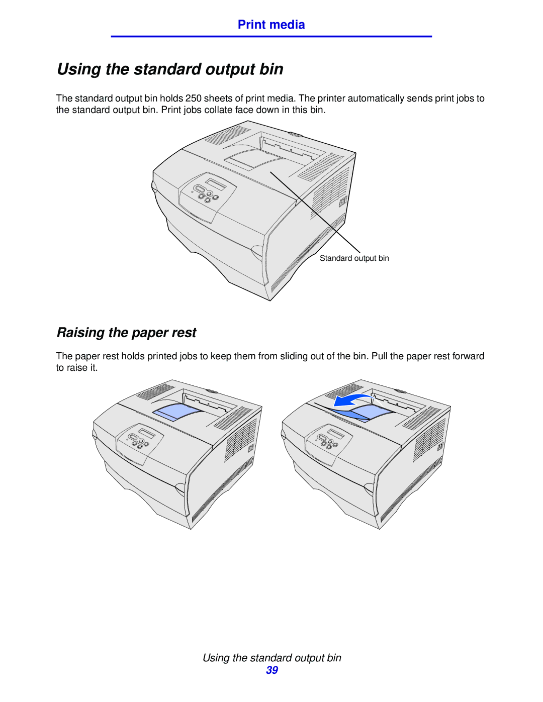 IBM 1422 manual Using the standard output bin, Raising the paper rest 