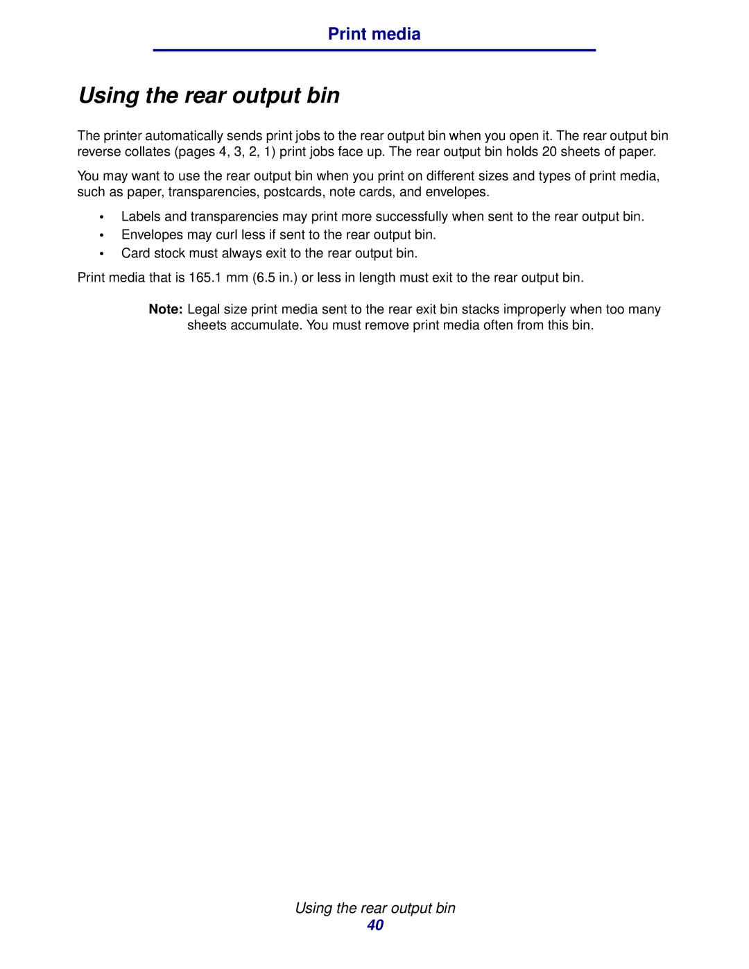 IBM 1422 manual Using the rear output bin 