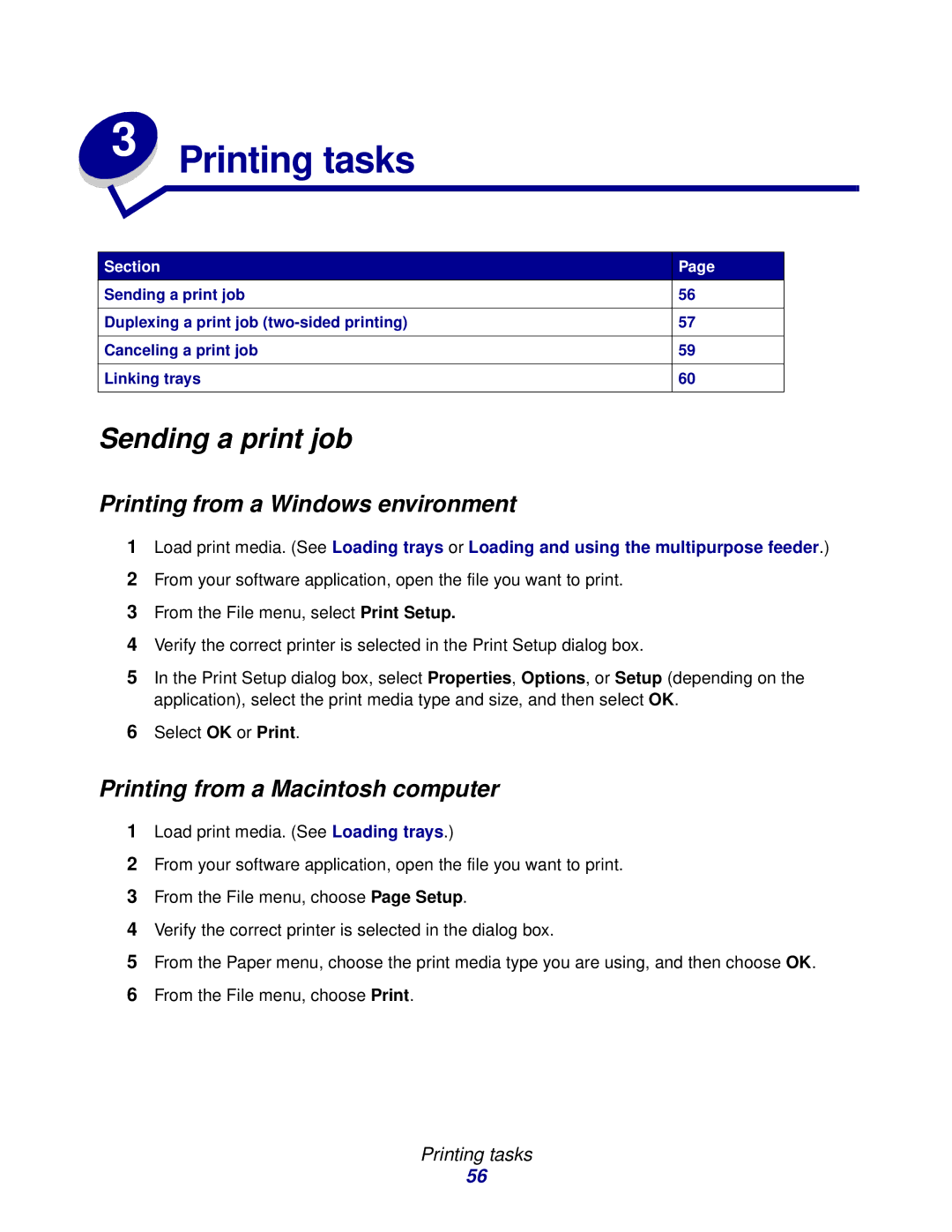 IBM 1422 manual Sending a print job, Printing from a Windows environment, Printing from a Macintosh computer 