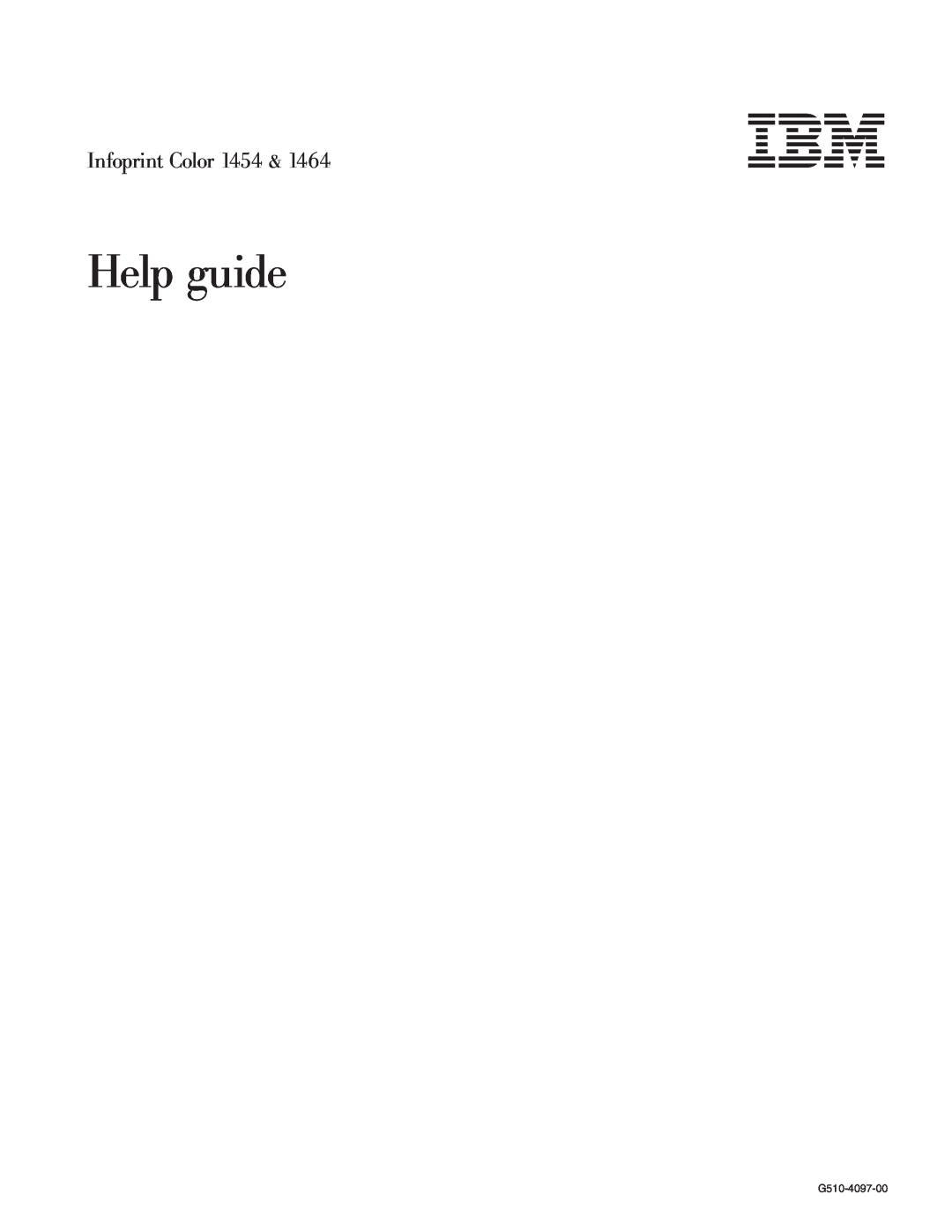 IBM 1464 manual Help guide, Infoprint Color 1454, G510-4097-00 