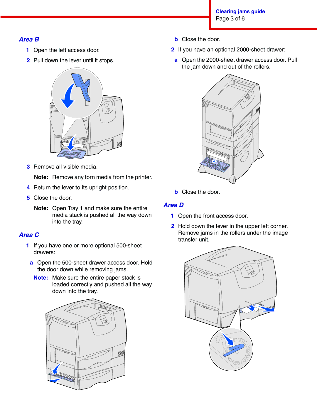 IBM 1454, 1464 manual Area B, Area C, Area D 