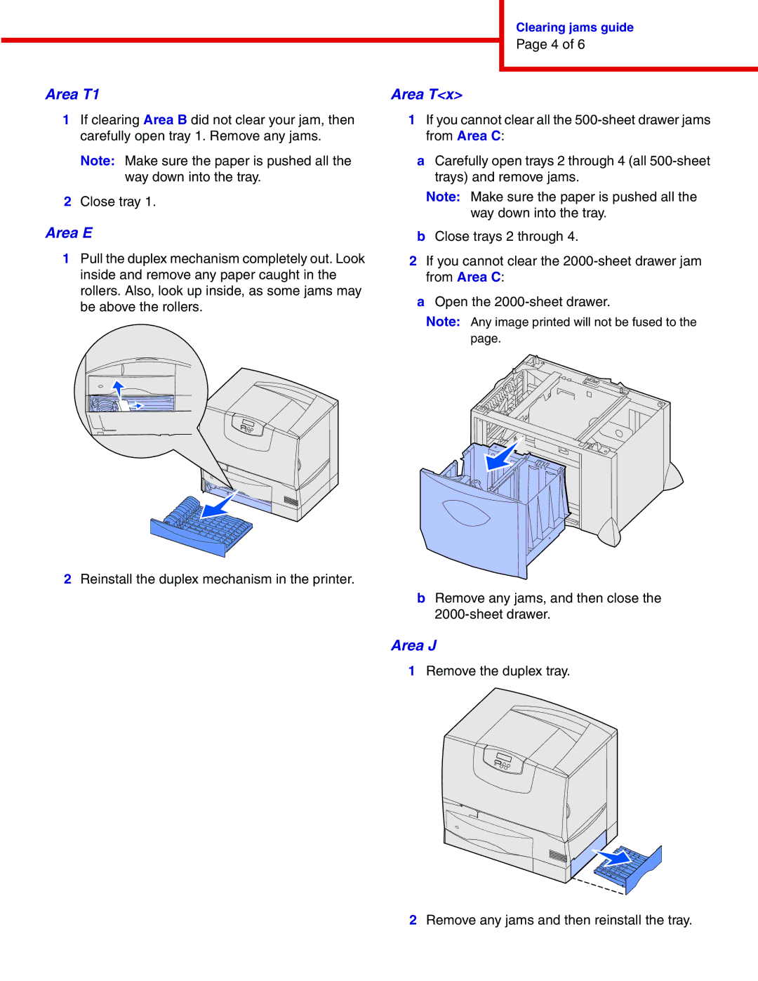 IBM 1464, 1454 manual Area T1, Area E, Area Tx, Area J 