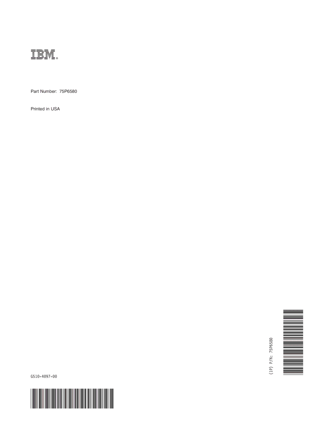 IBM 1464, 1454 manual Part Number 75P6580 