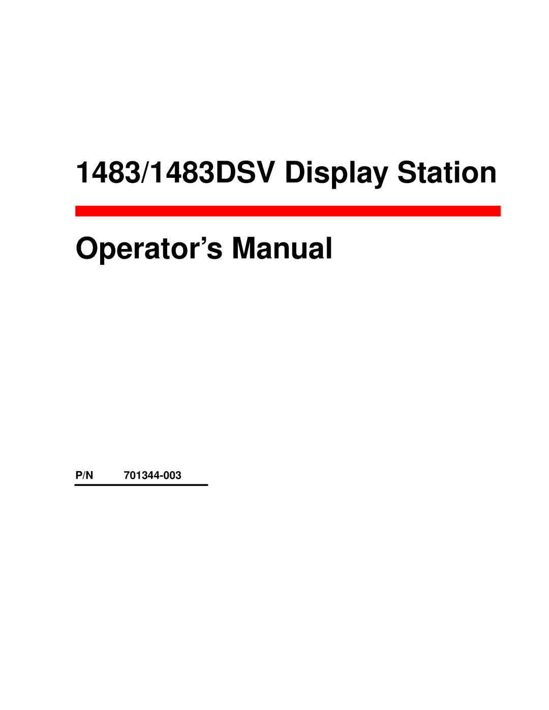 IBM manual 1483/1483DSV Display Station Operator’s Manual 