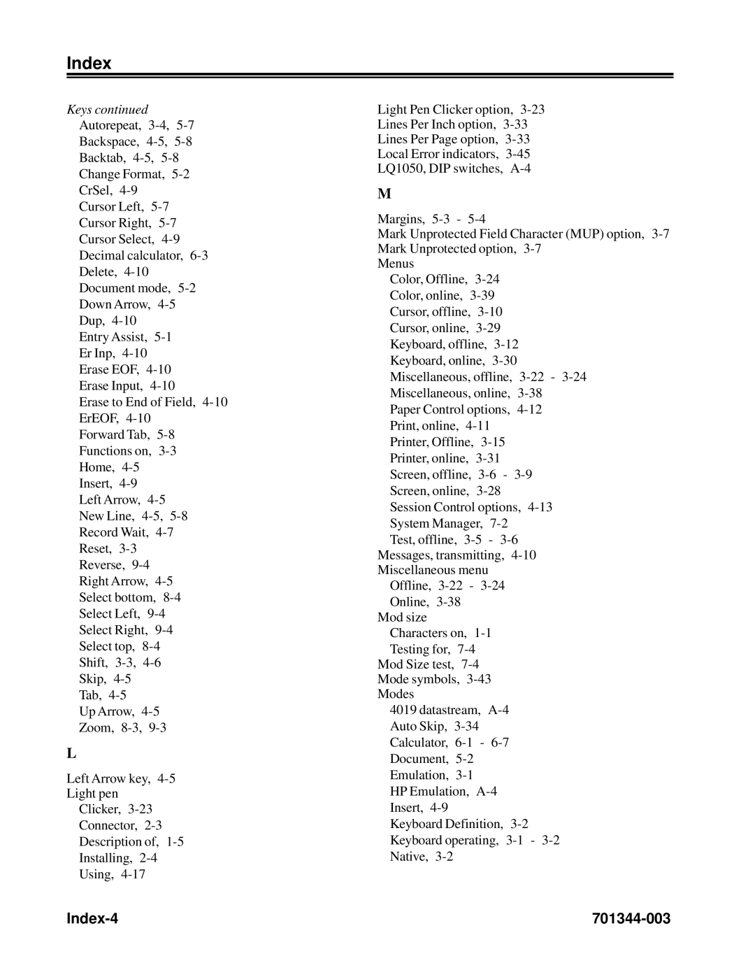 IBM 1483DSV manual Index-4 701344-003 