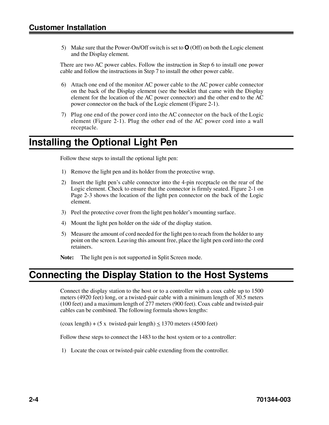 IBM 1483DSV manual Installing the Optional Light Pen, Connecting the Display Station to the Host Systems 