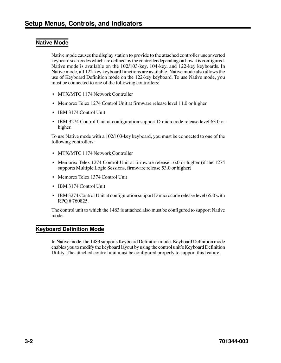 IBM 1483DSV manual Native Mode, Keyboard Definition Mode 