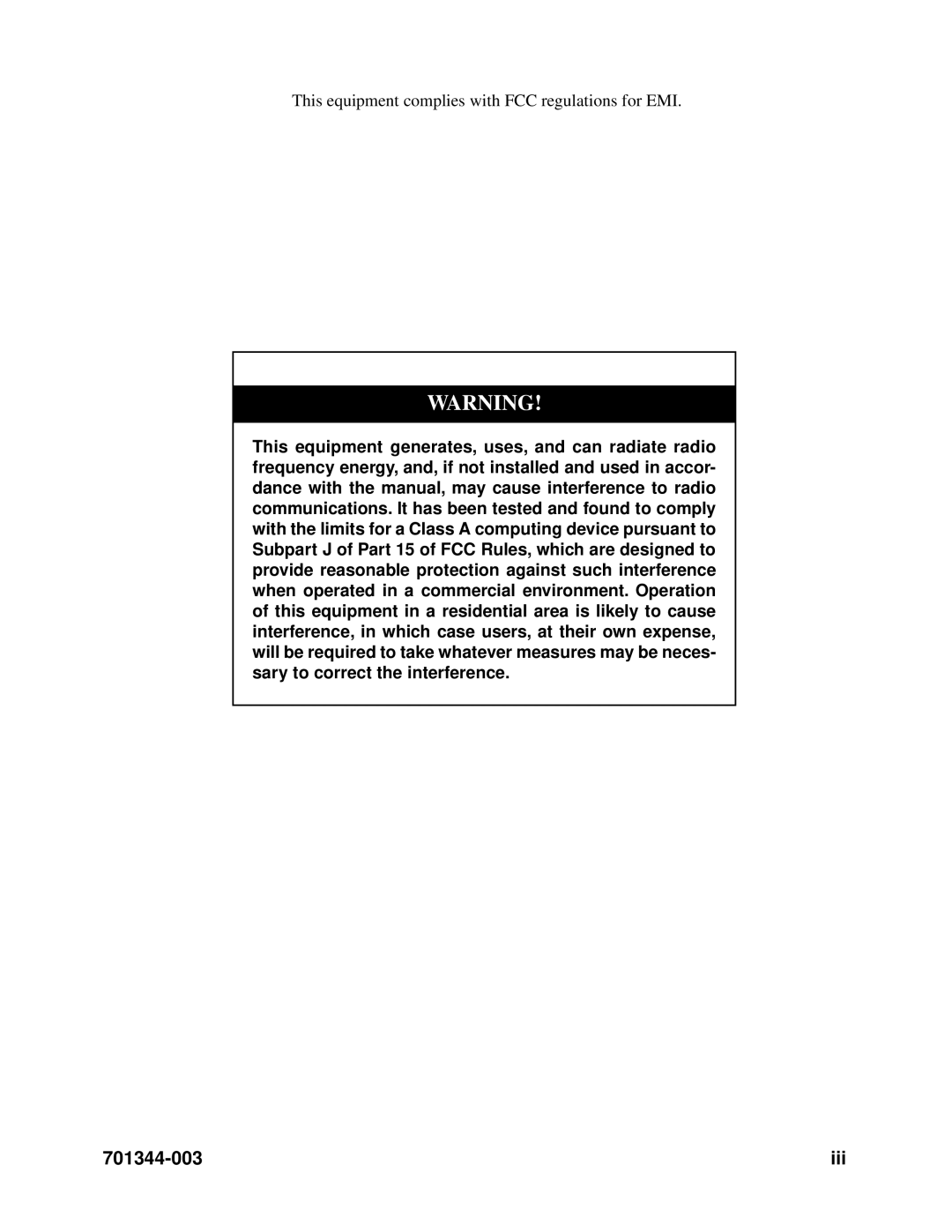 IBM 1483DSV manual 701344-003 Iii, This equipment complies with FCC regulations for EMI 