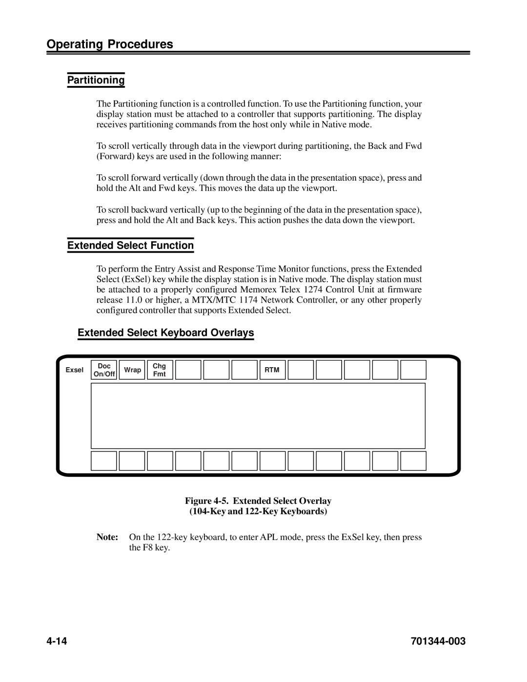 IBM 1483DSV manual Partitioning, Extended Select Function, Extended Select Keyboard Overlays 