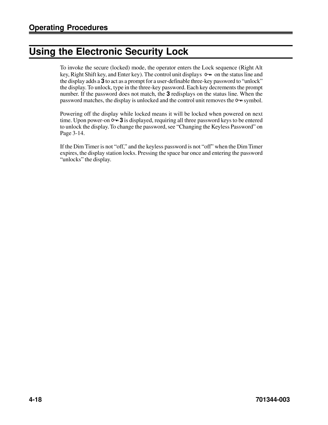 IBM 1483DSV manual Using the Electronic Security Lock 