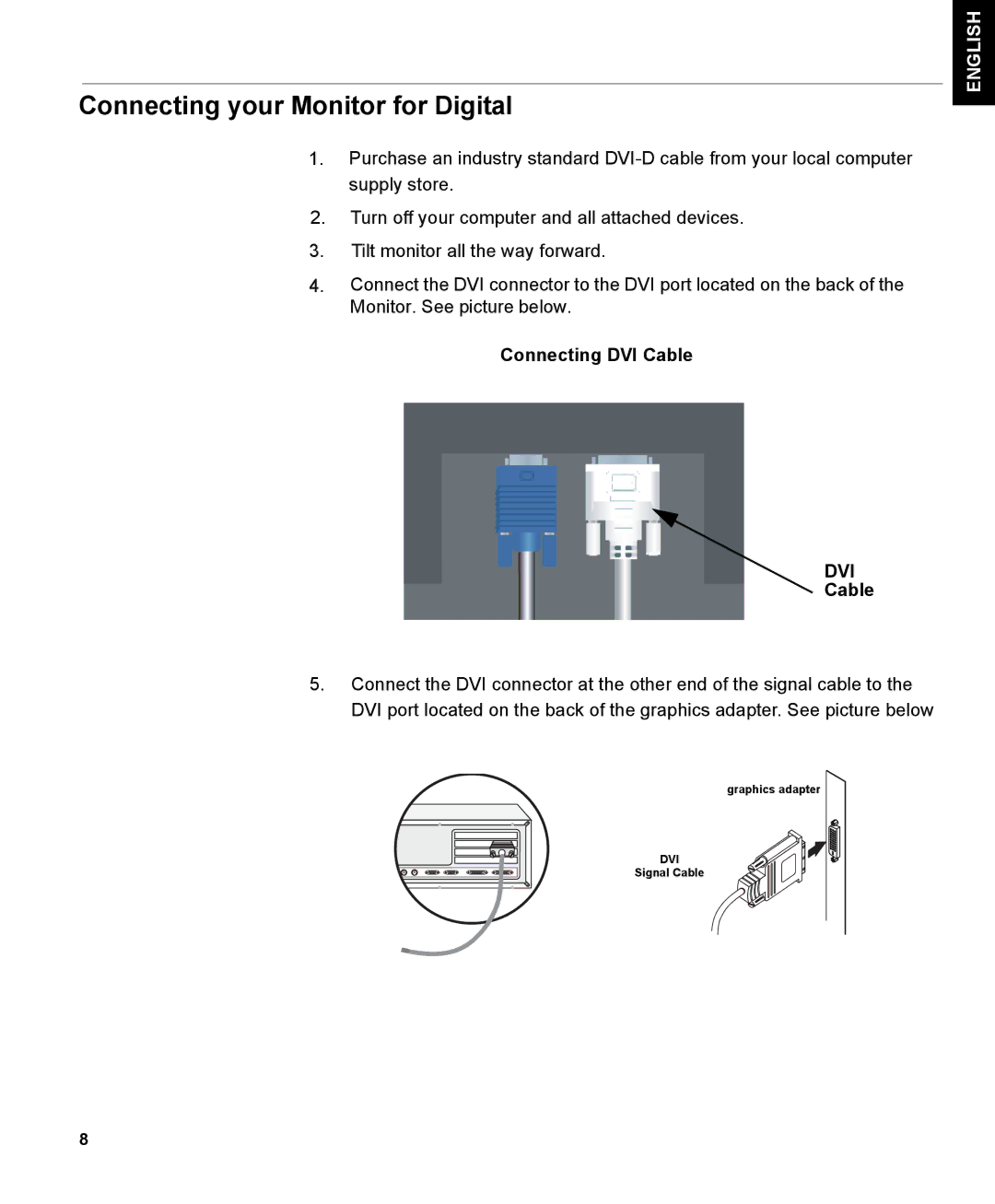 IBM 150P manual Connecting your Monitor for Digital, Dvi 