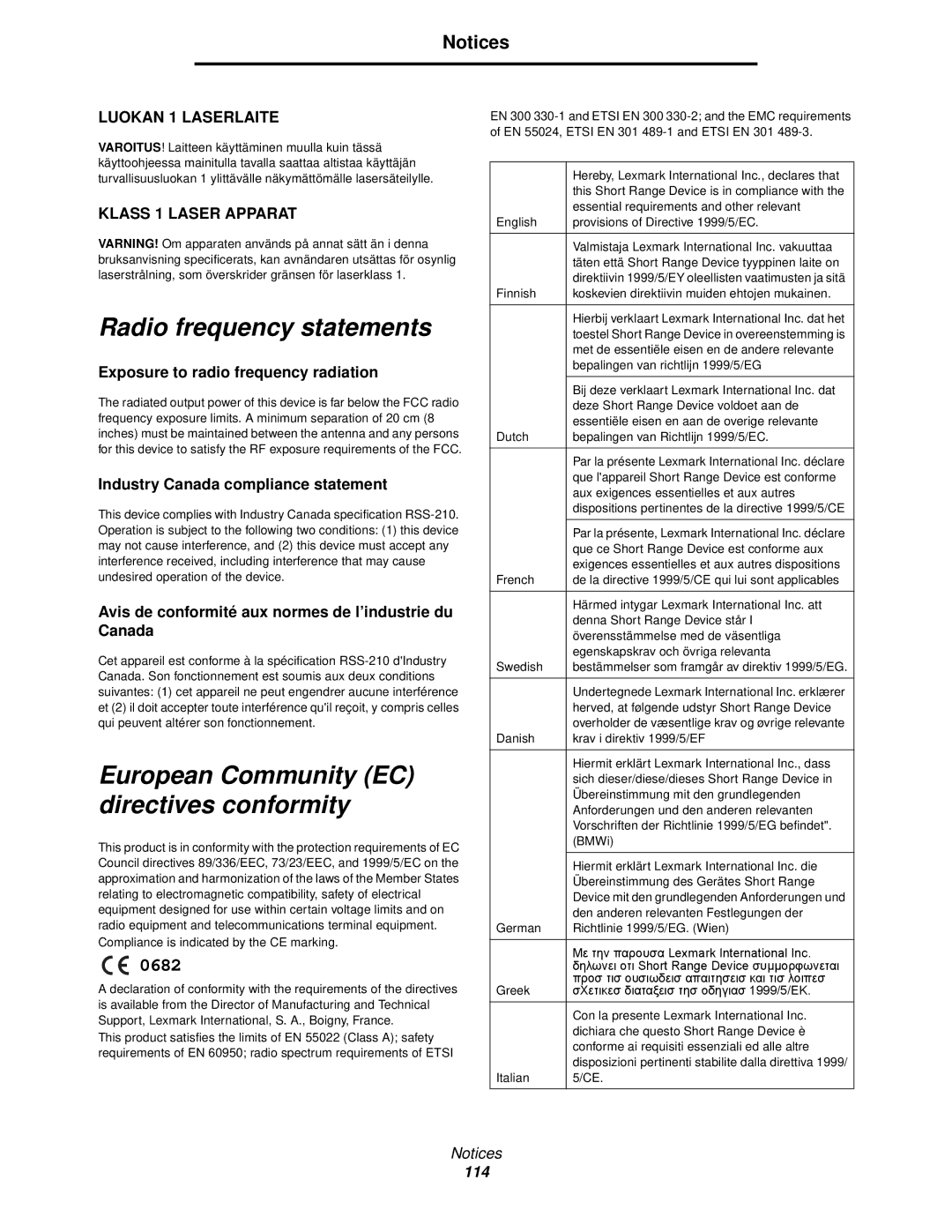 IBM 1585 (MT 4539) manual Radio frequency statements, European Community EC directives conformity 