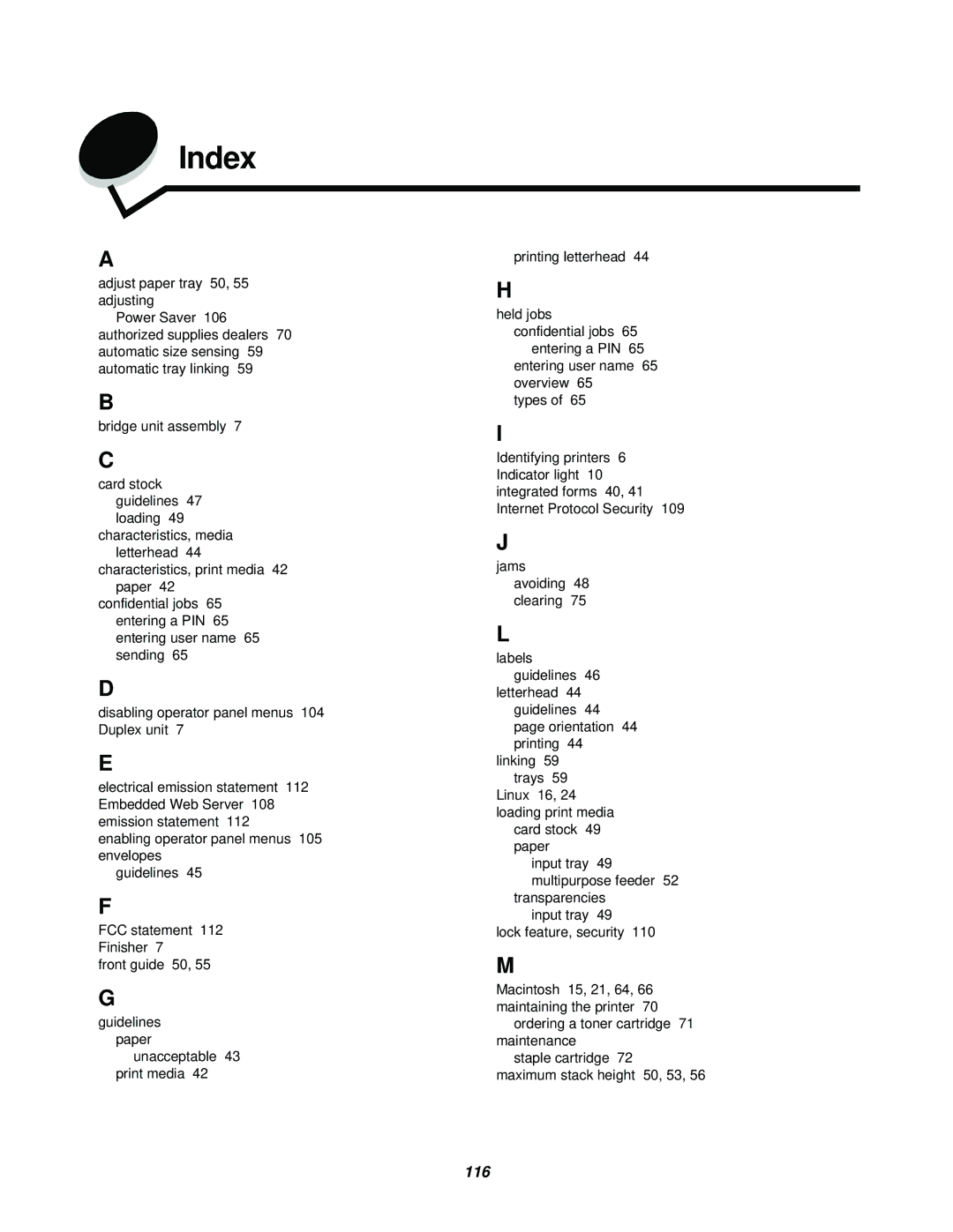 IBM 1585 (MT 4539) manual Index 