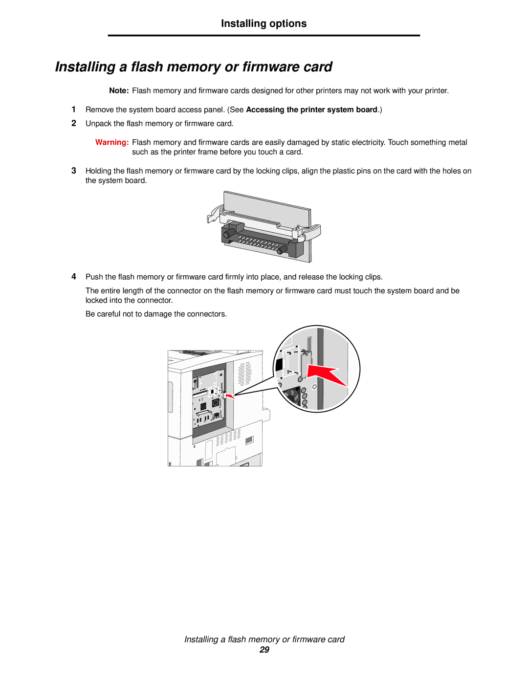 IBM 1585 (MT 4539) manual Installing a flash memory or firmware card 