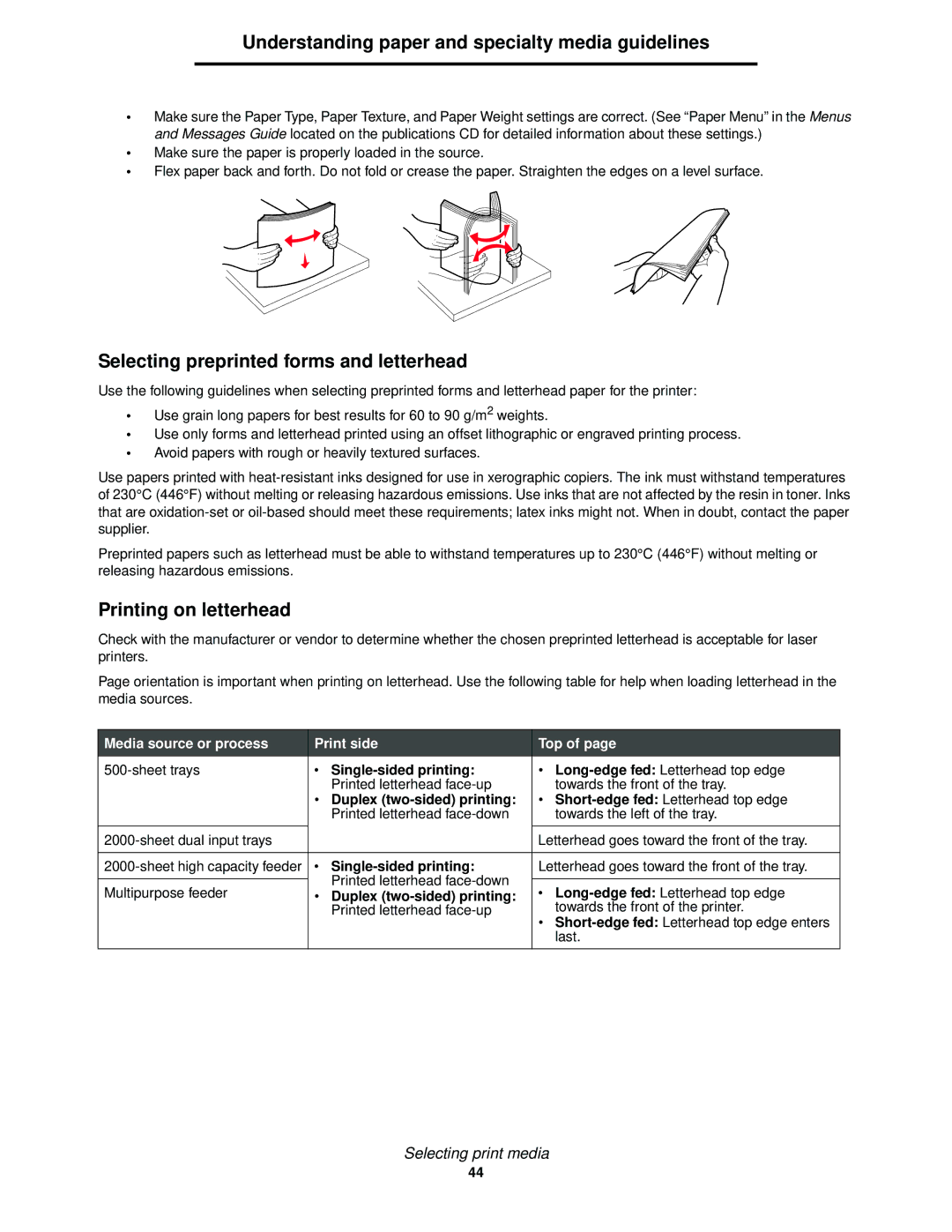 IBM 1585 (MT 4539) manual Selecting preprinted forms and letterhead, Printing on letterhead, Single-sided printing 