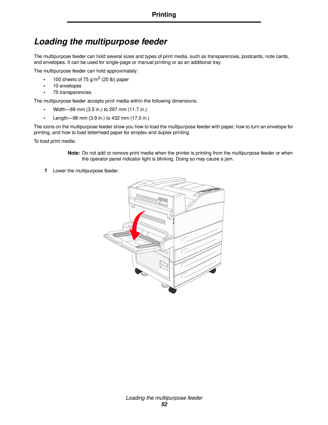 IBM 1585 (MT 4539) manual Loading the multipurpose feeder 