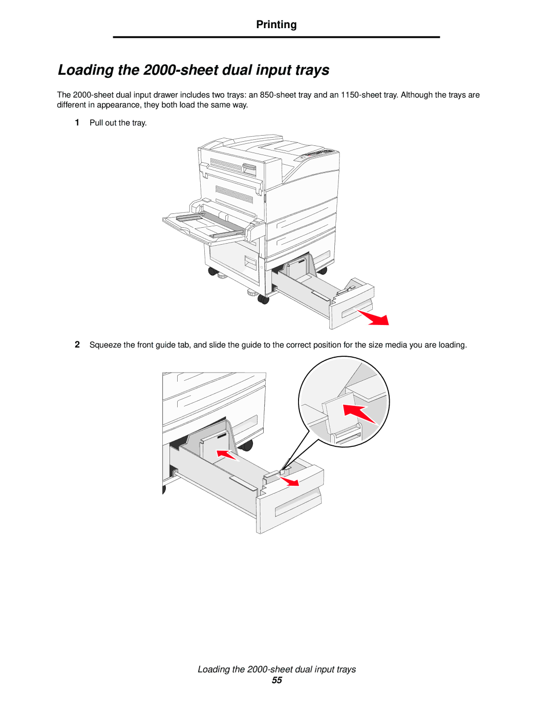 IBM 1585 (MT 4539) manual Loading the 2000-sheet dual input trays 