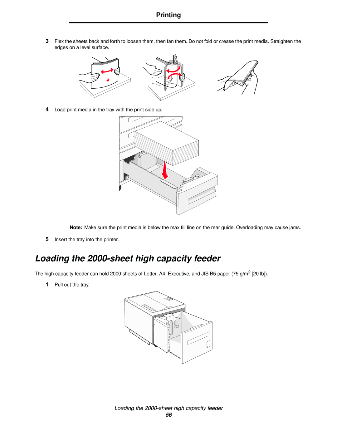 IBM 1585 (MT 4539) manual Loading the 2000-sheet high capacity feeder 