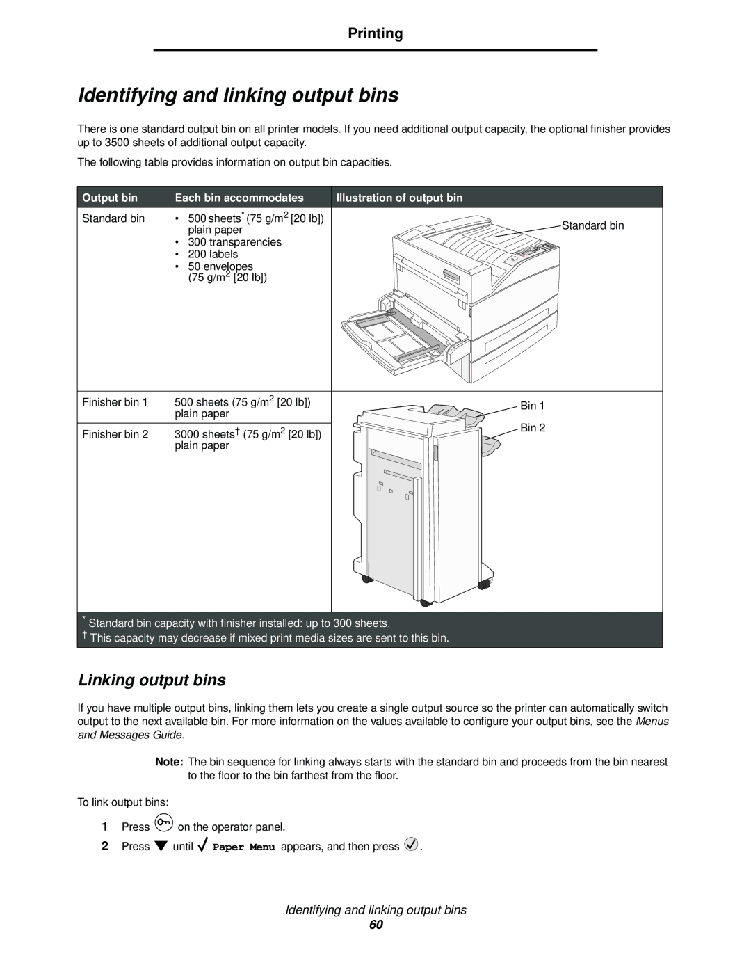 IBM 1585 (MT 4539) manual Identifying and linking output bins, Linking output bins 