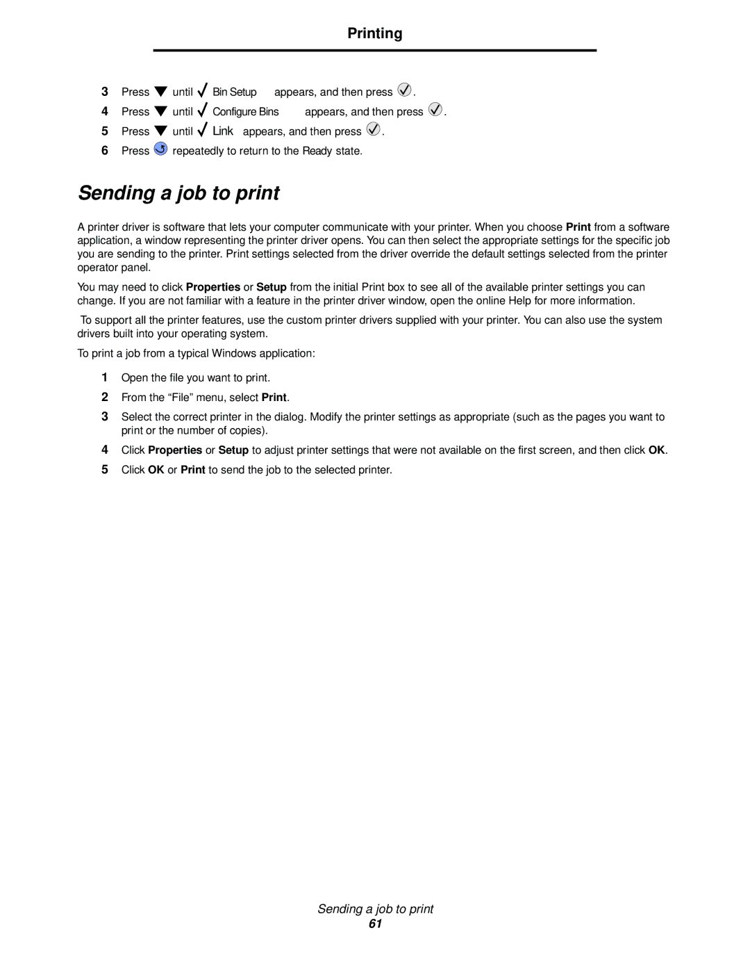 IBM 1585 (MT 4539) manual Sending a job to print 