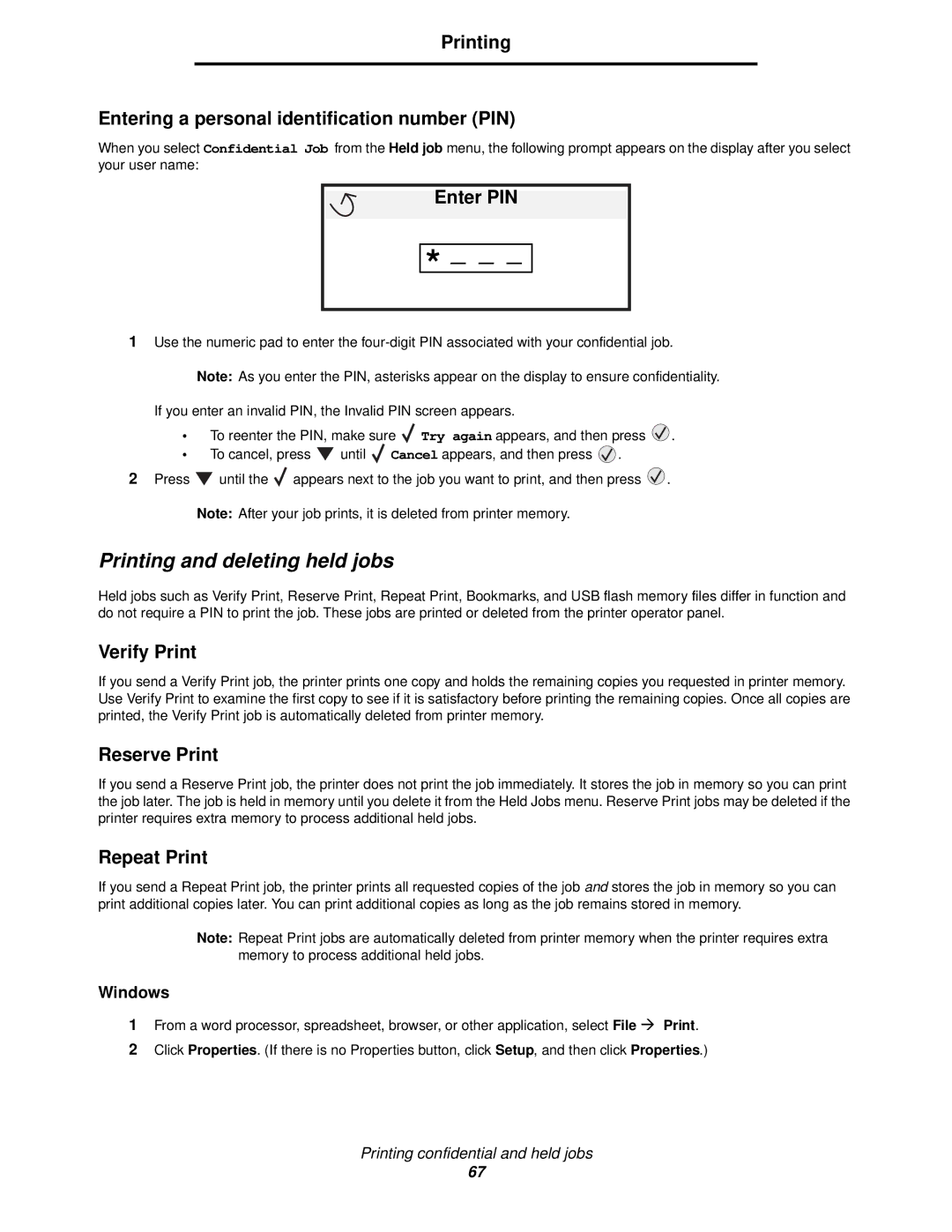 IBM 1585 (MT 4539) manual Printing and deleting held jobs 