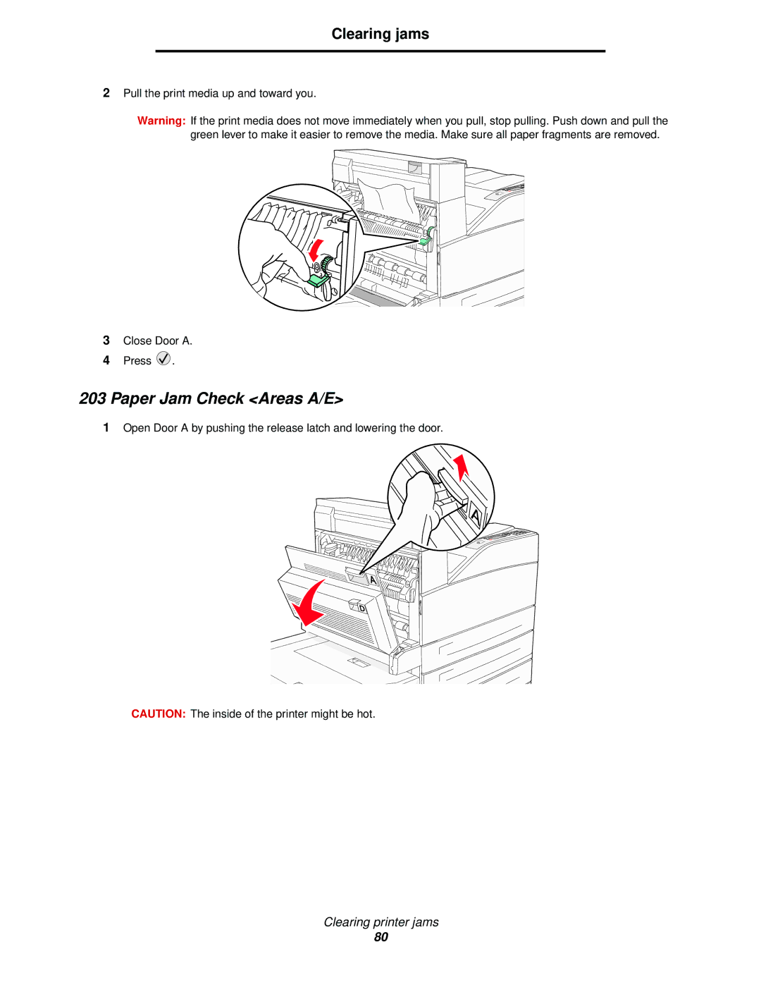 IBM 1585 (MT 4539) manual Paper Jam Check Areas A/E 