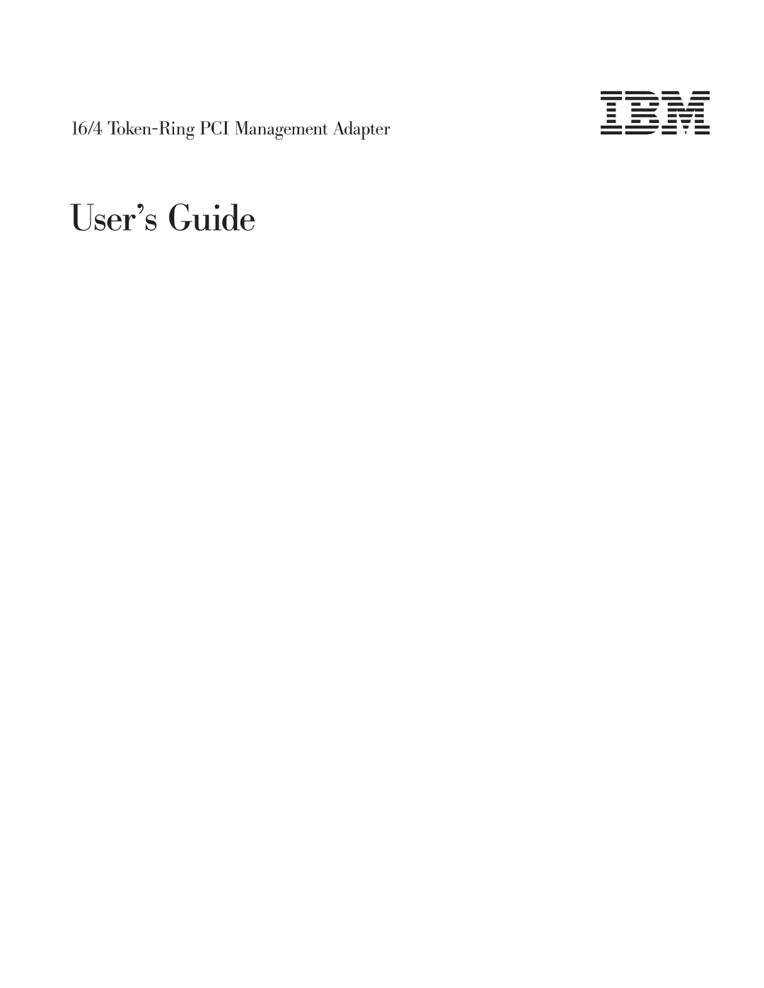 IBM 16/4 Token-Ring manual User’s Guide 