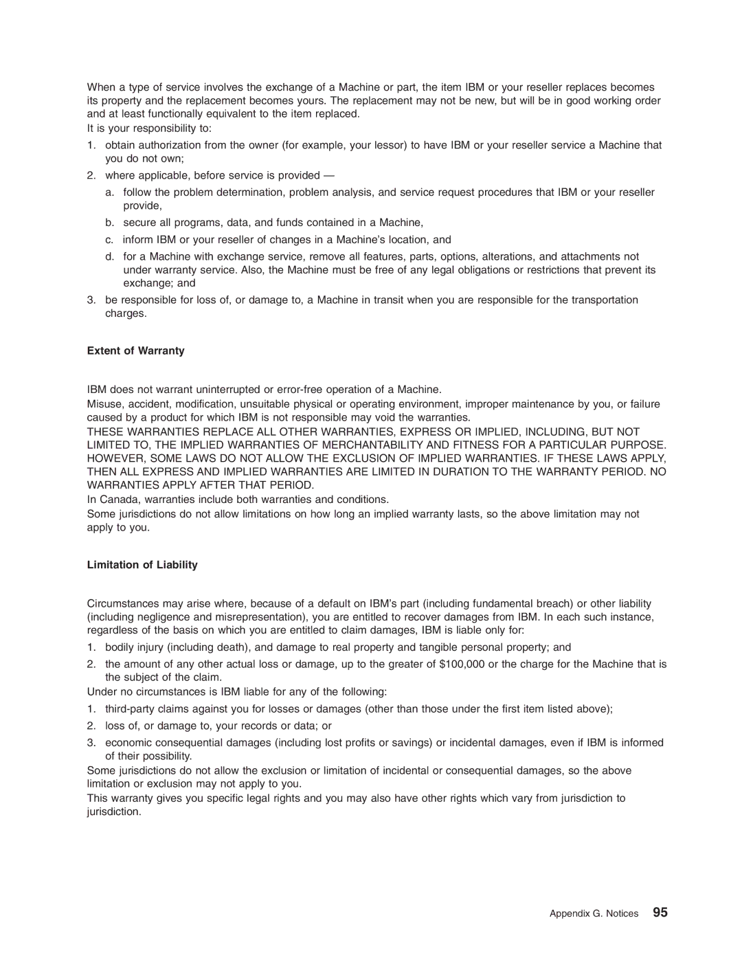 IBM 16/4 Token-Ring manual Extent of Warranty, Limitation of Liability 