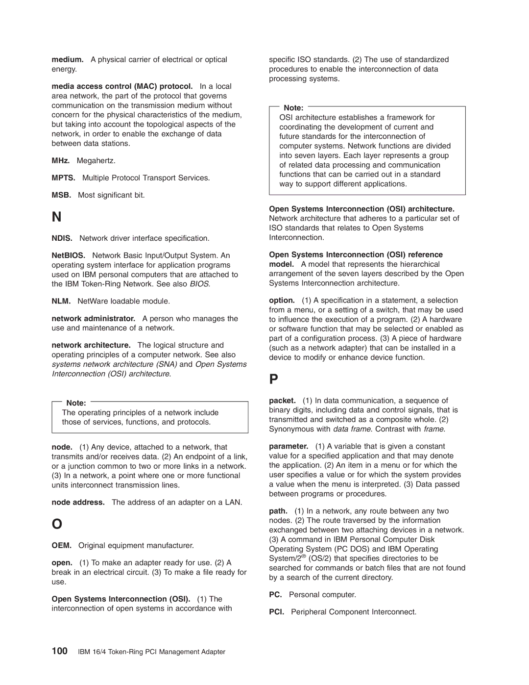 IBM 16/4 Token-Ring manual Open Systems Interconnection OSI architecture, Open Systems Interconnection OSI reference 