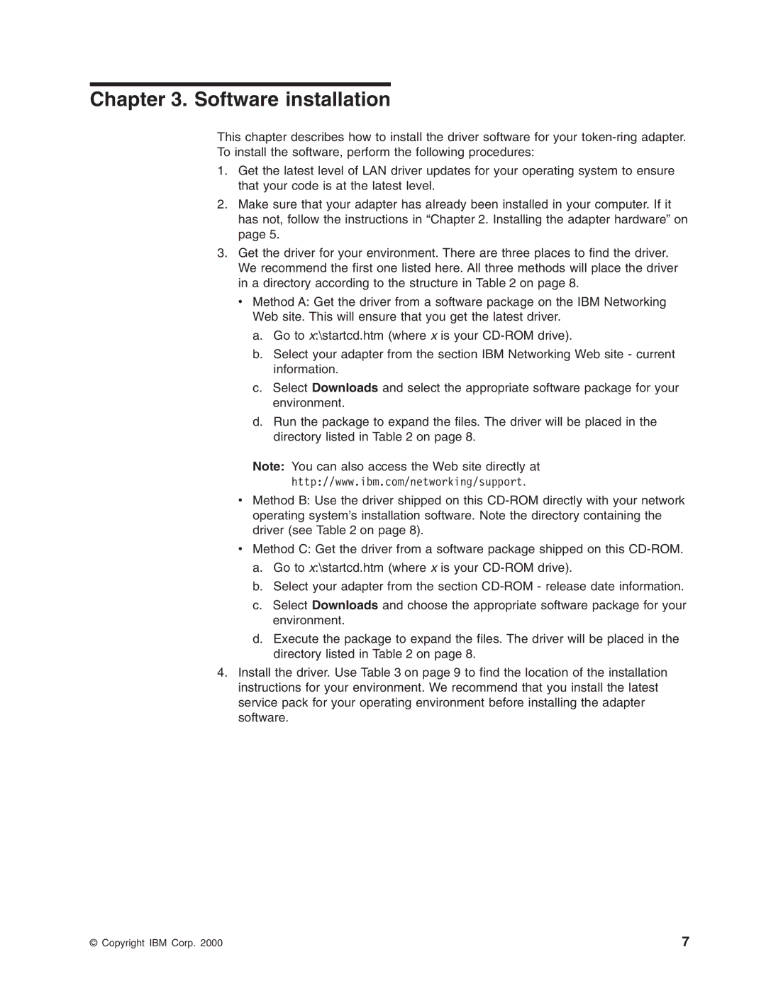 IBM 16/4 Token-Ring manual Software installation 