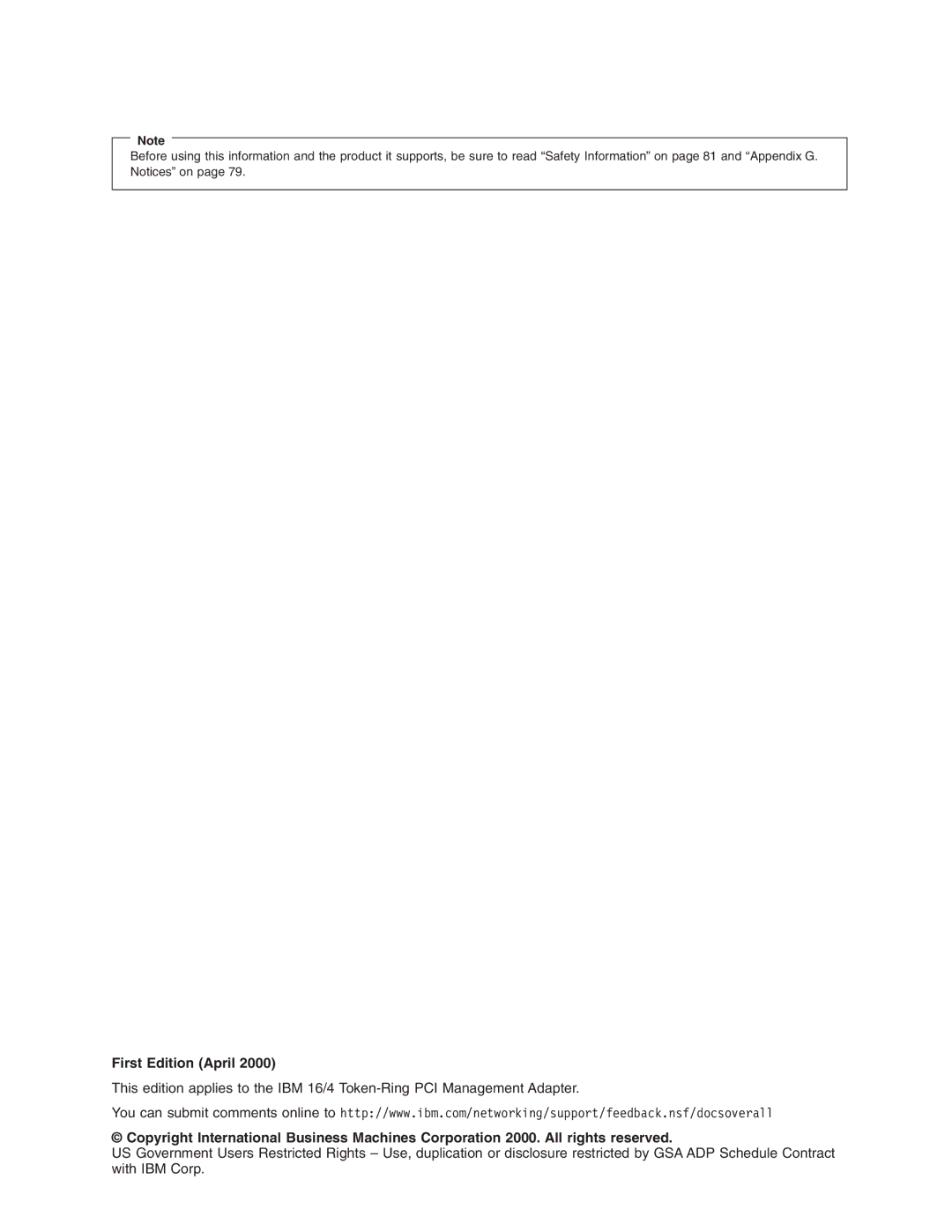 IBM 16/4 Token-Ring manual First Edition April 