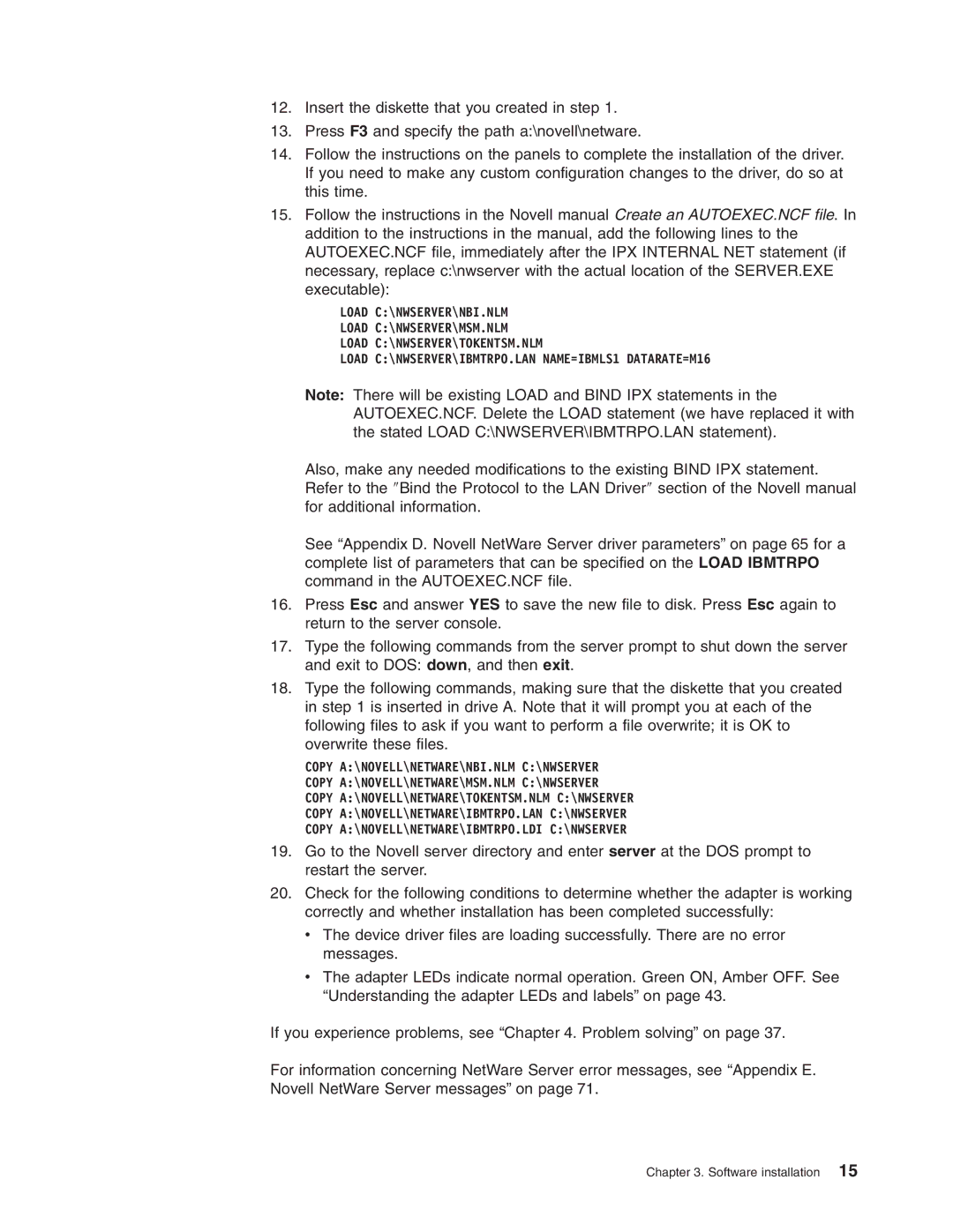 IBM 16/4 Token-Ring manual Software installation 