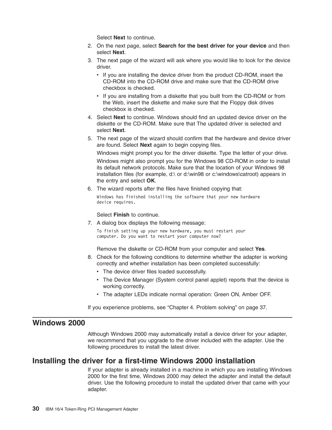 IBM 16/4 Token-Ring manual Windows 