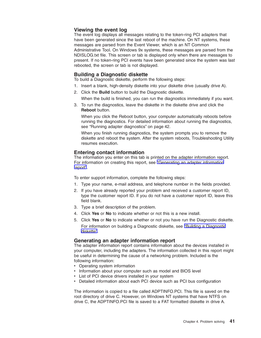 IBM 16/4 Token-Ring manual Viewing the event log 