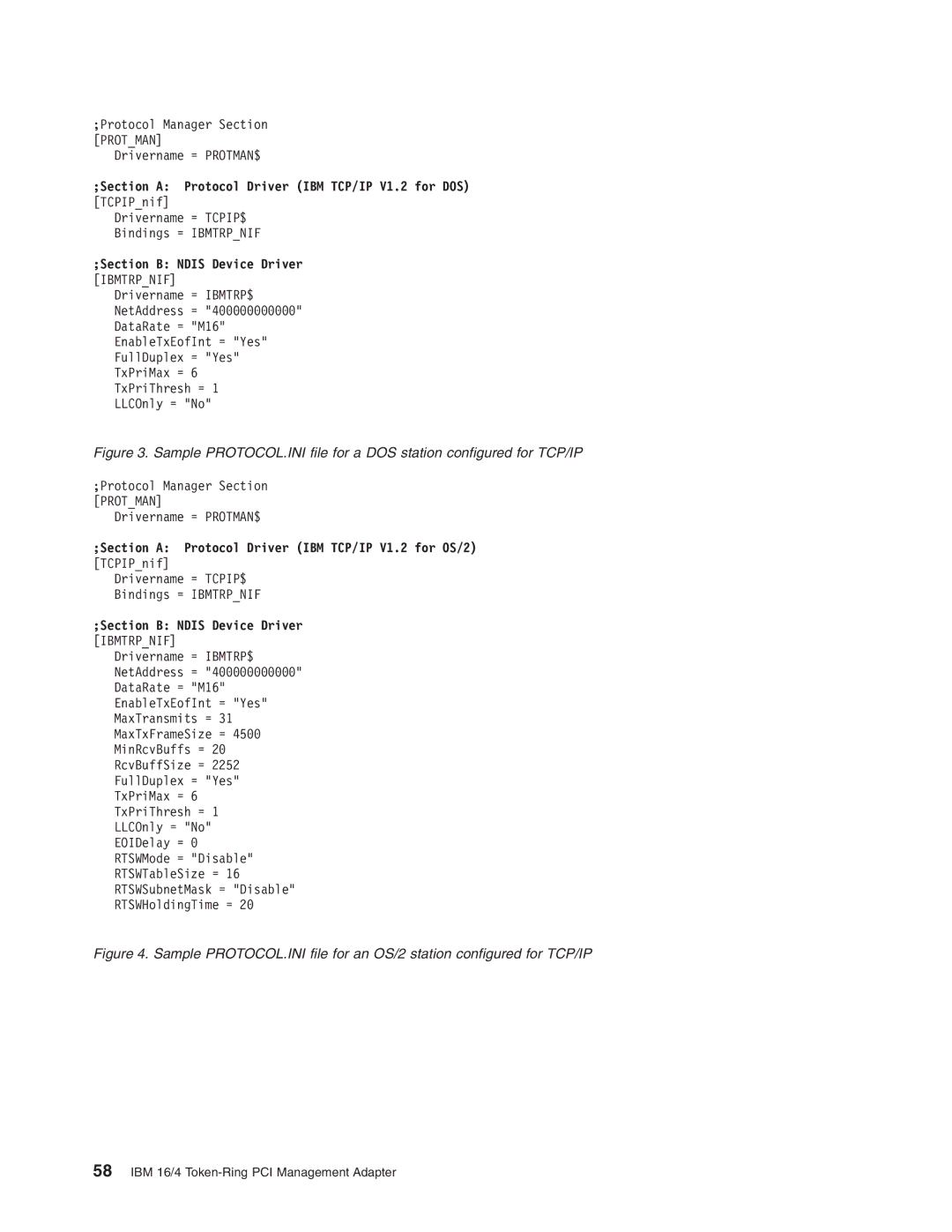 IBM 16/4 Token-Ring manual Section a Protocol Driver IBM TCP/IP V1.2 for DOS TCPIPnif 