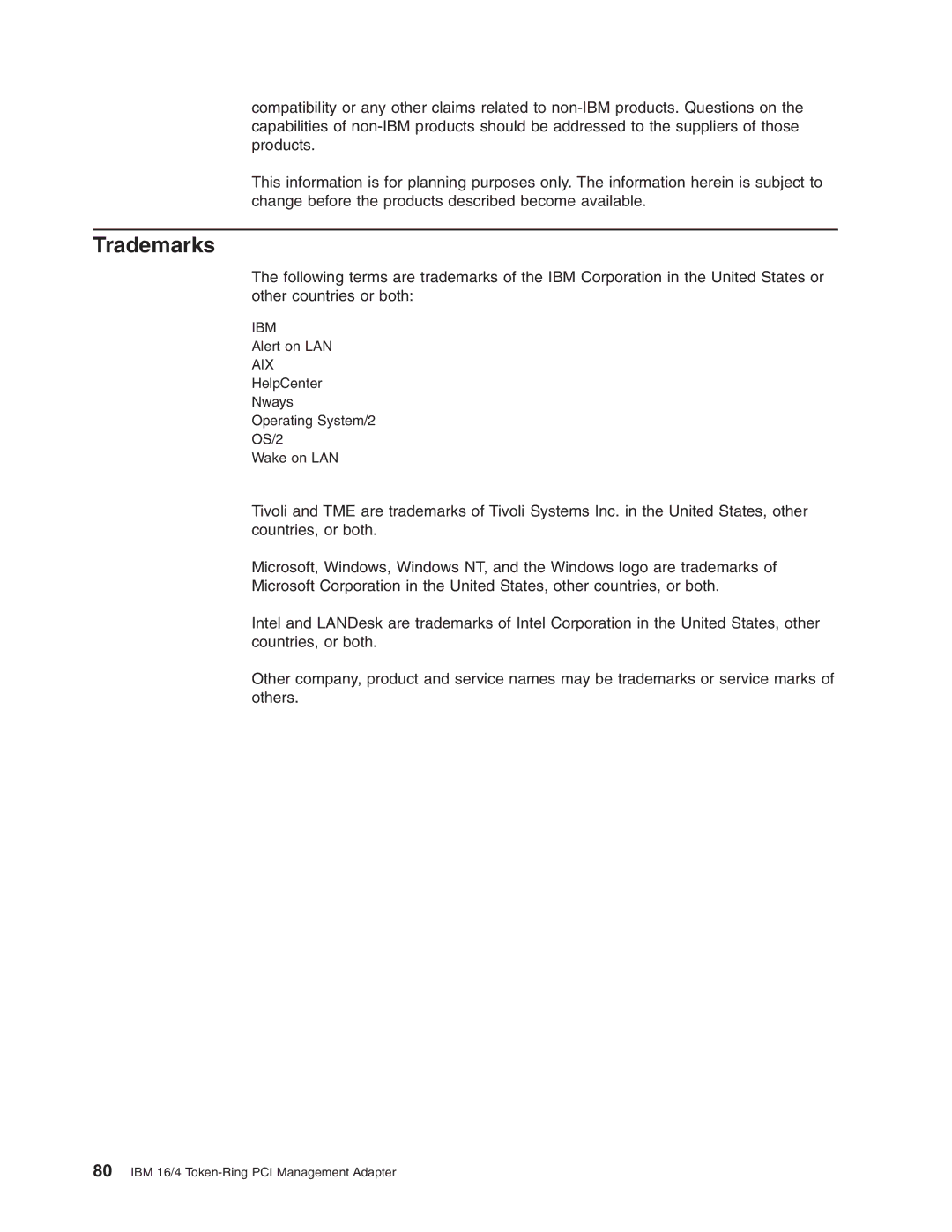 IBM 16/4 Token-Ring manual Trademarks 