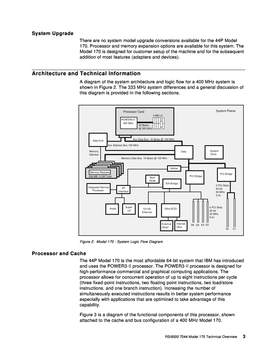 IBM 170 manual Architecture and Technical Information, System Upgrade, Processor and Cache 