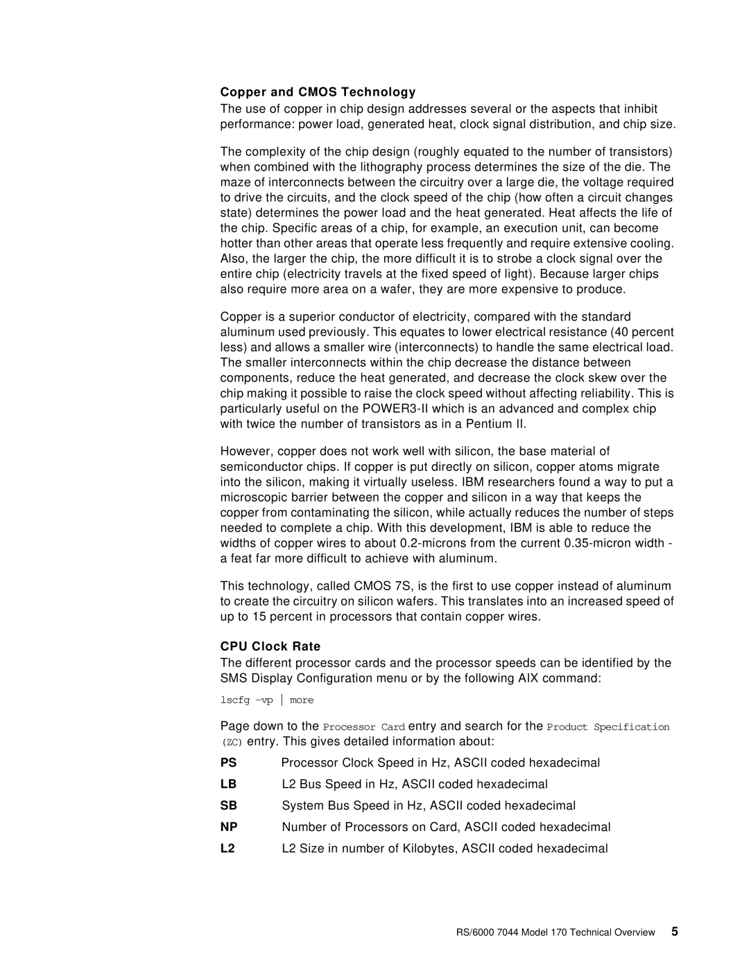 IBM 170 manual Copper and Cmos Technology, CPU Clock Rate 