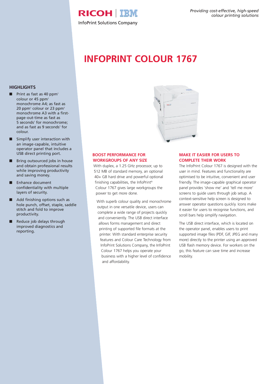 IBM 1767 manual Boost Performance for Workgroups of ANY Size, Make IT Easier for Users to Complete Their Work 