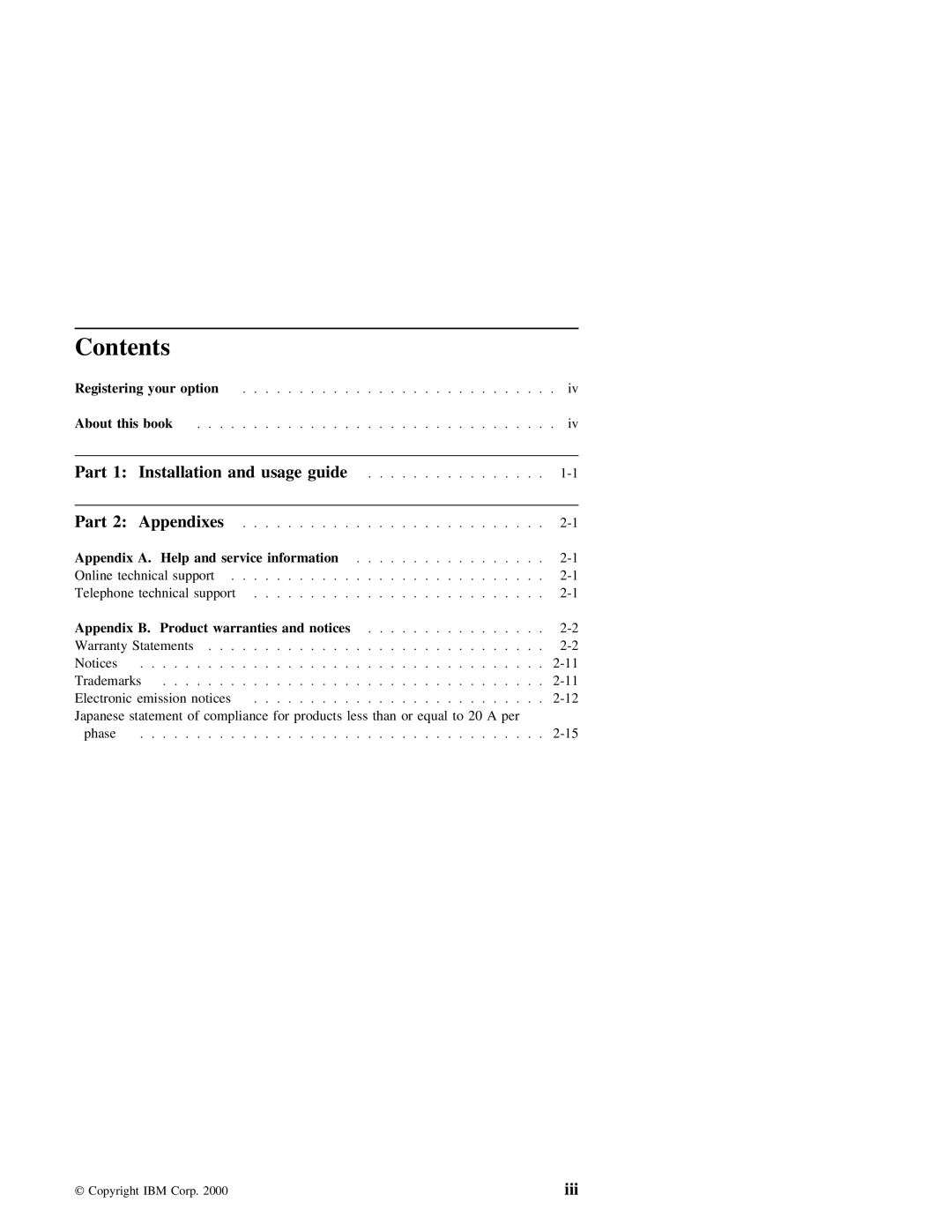 IBM 19K4206PT1 manual Contents 