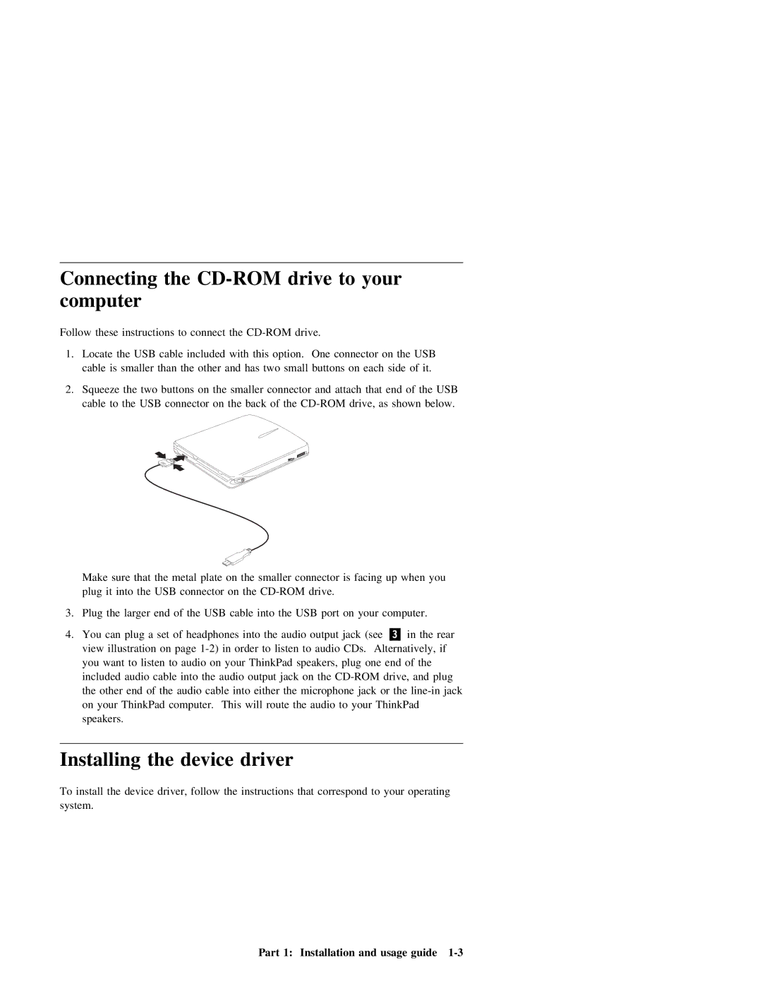 IBM 19K4206PT1 manual Connecting the CD-ROM drive to your computer, Installing the device driver 