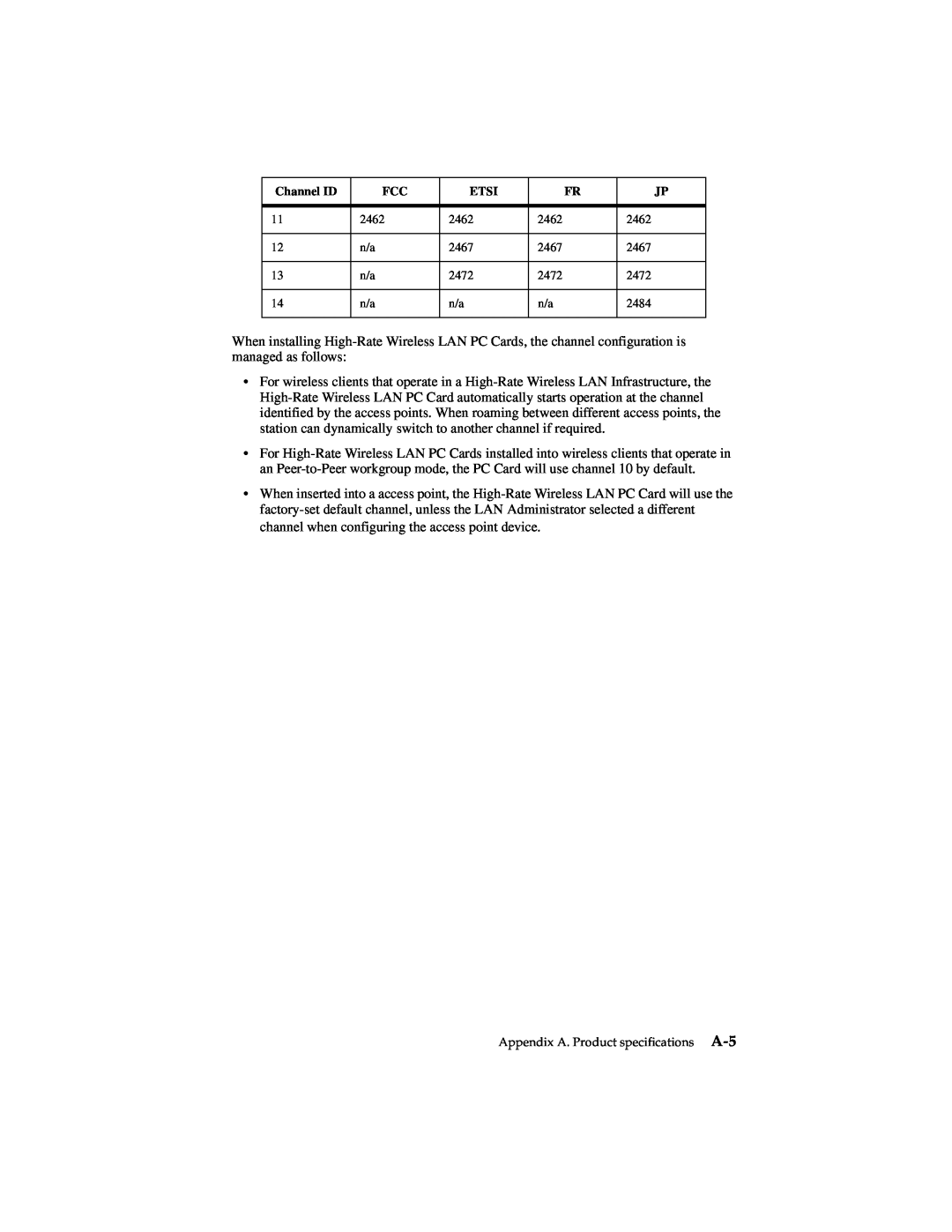 IBM 19K4543 manual When installing High-Rate Wireless LAN PC Cards, the channel configuration is managed as follows 