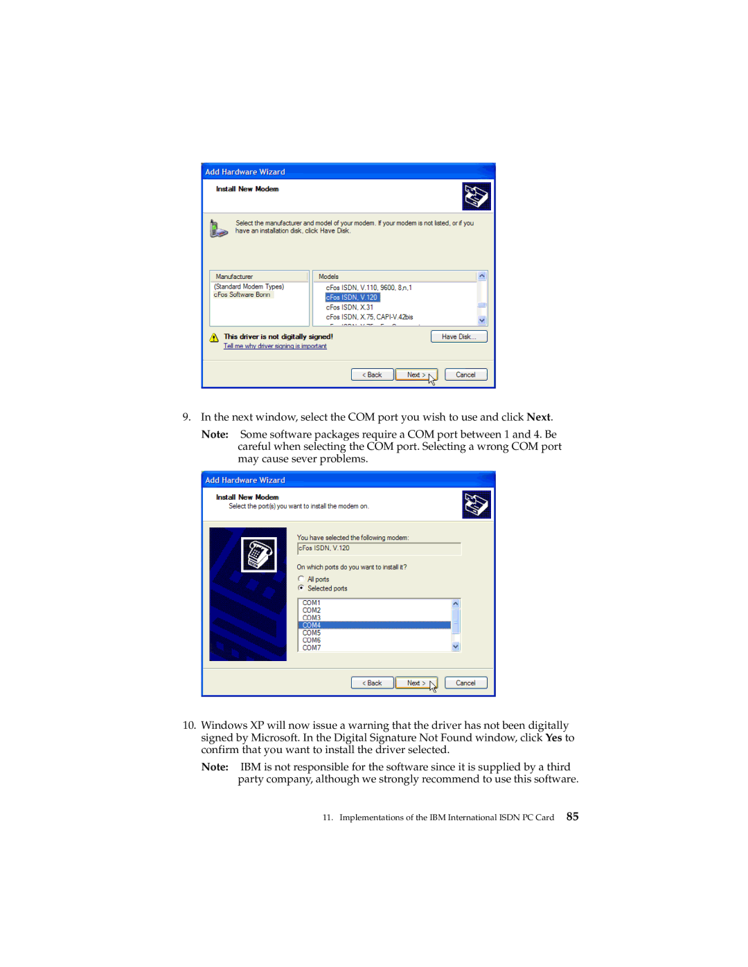 IBM 19K5716 manual Implementations of the IBM International Isdn PC Card 