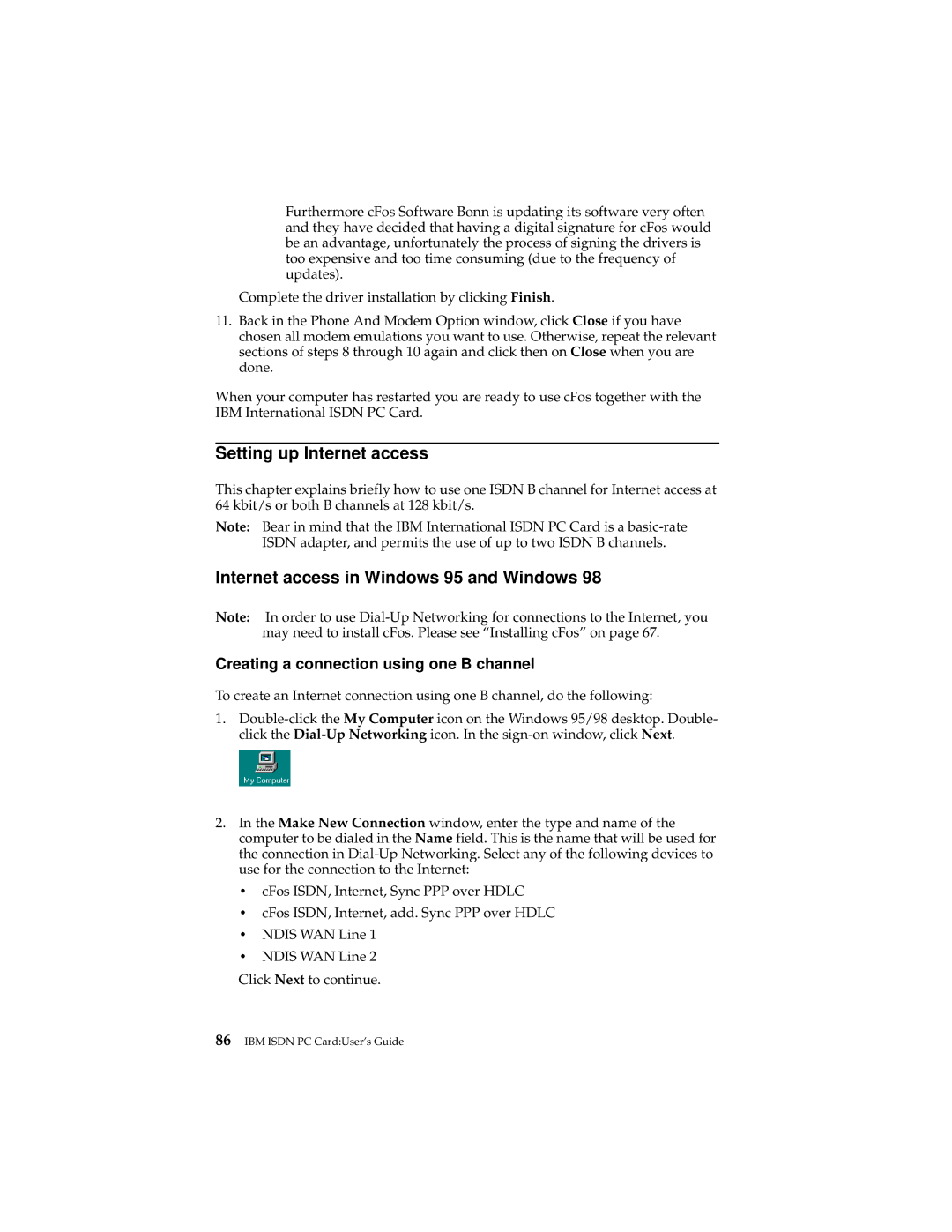 IBM 19K5716 manual Setting up Internet access, Internet access in Windows 95 and Windows 