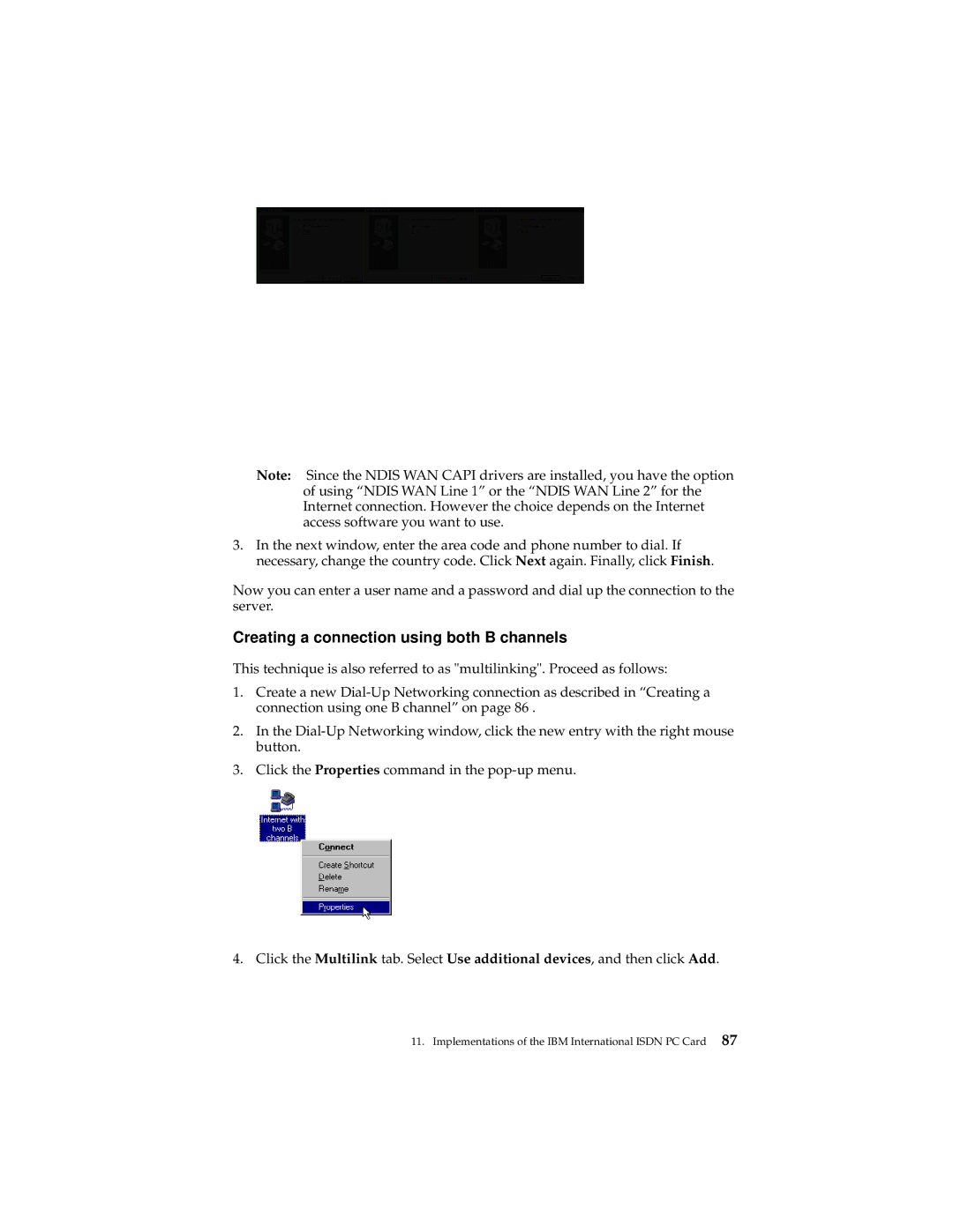 IBM 19K5716 manual Creating a connection using both B channels 