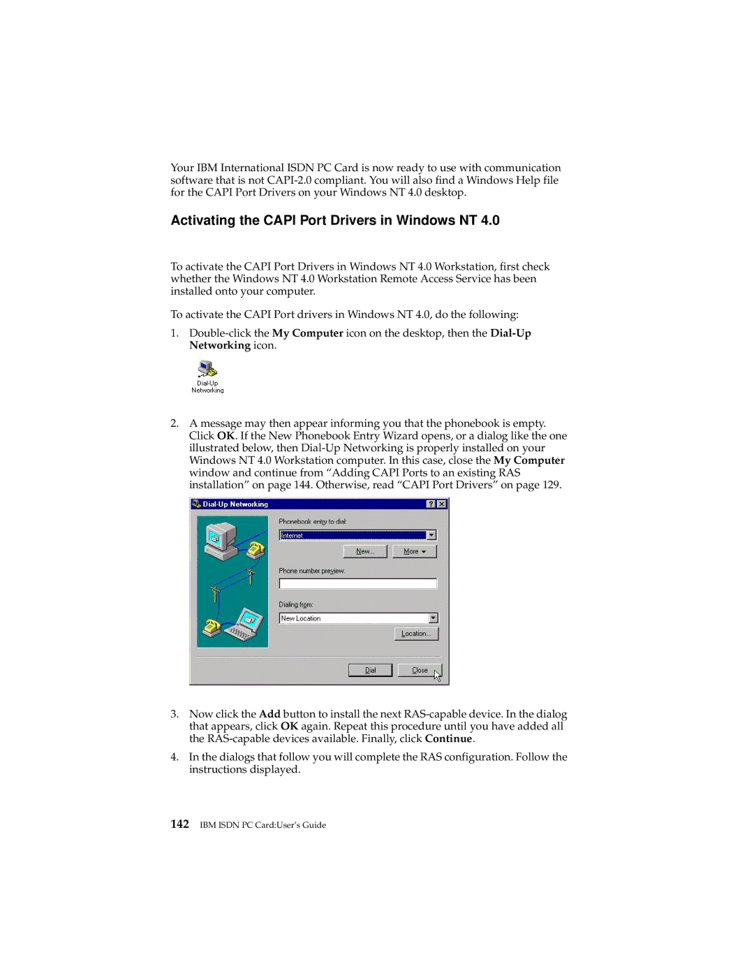 IBM 19K5716 manual Activating the Capi Port Drivers in Windows NT 