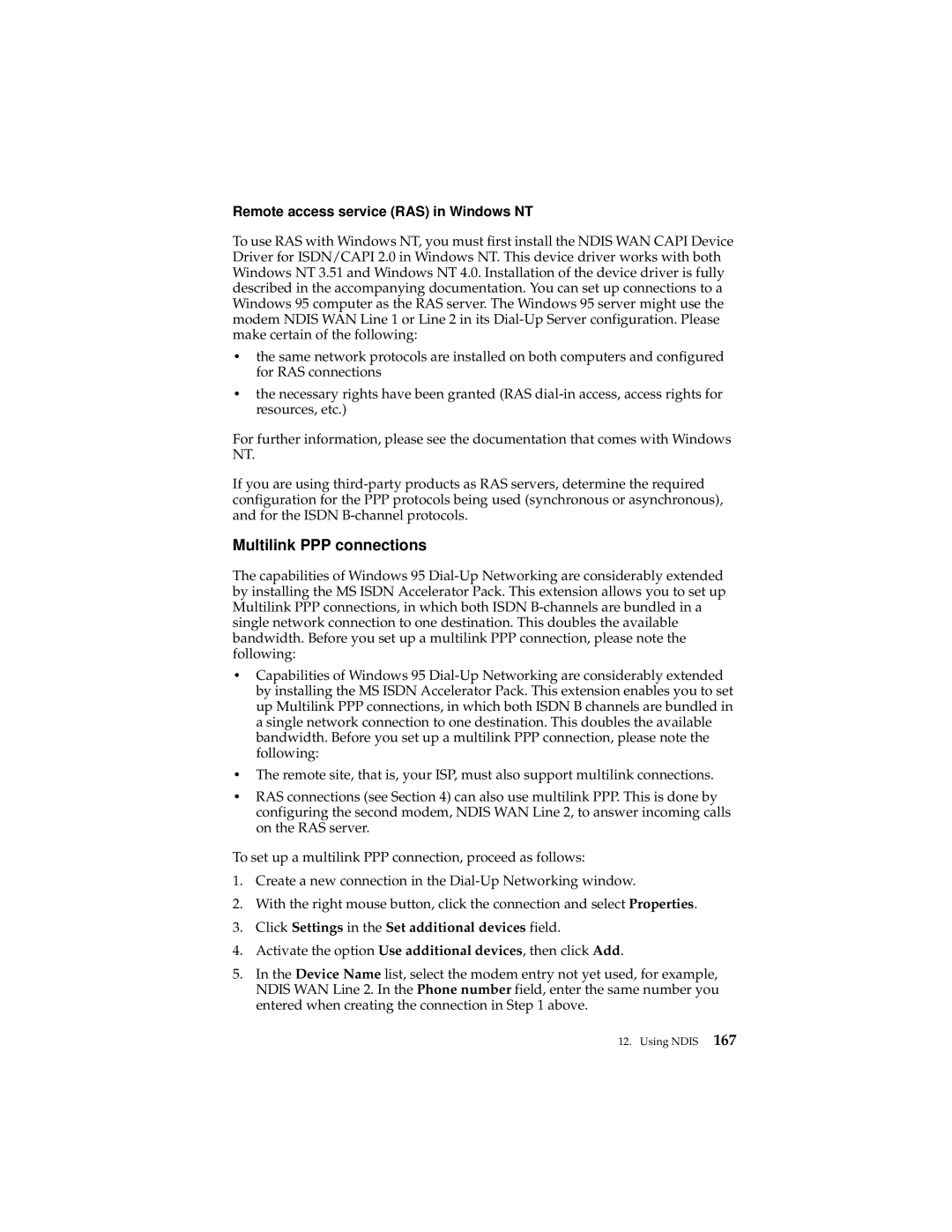 IBM 19K5716 manual Multilink PPP connections, Click Settings in the Set additional devices field 