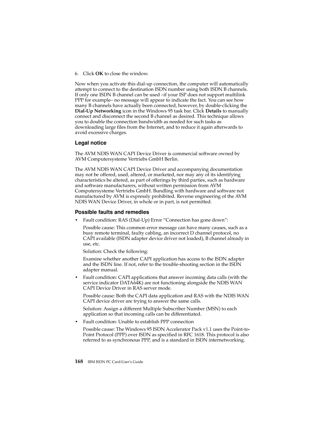 IBM 19K5716 manual Legal notice, Possible faults and remedies 