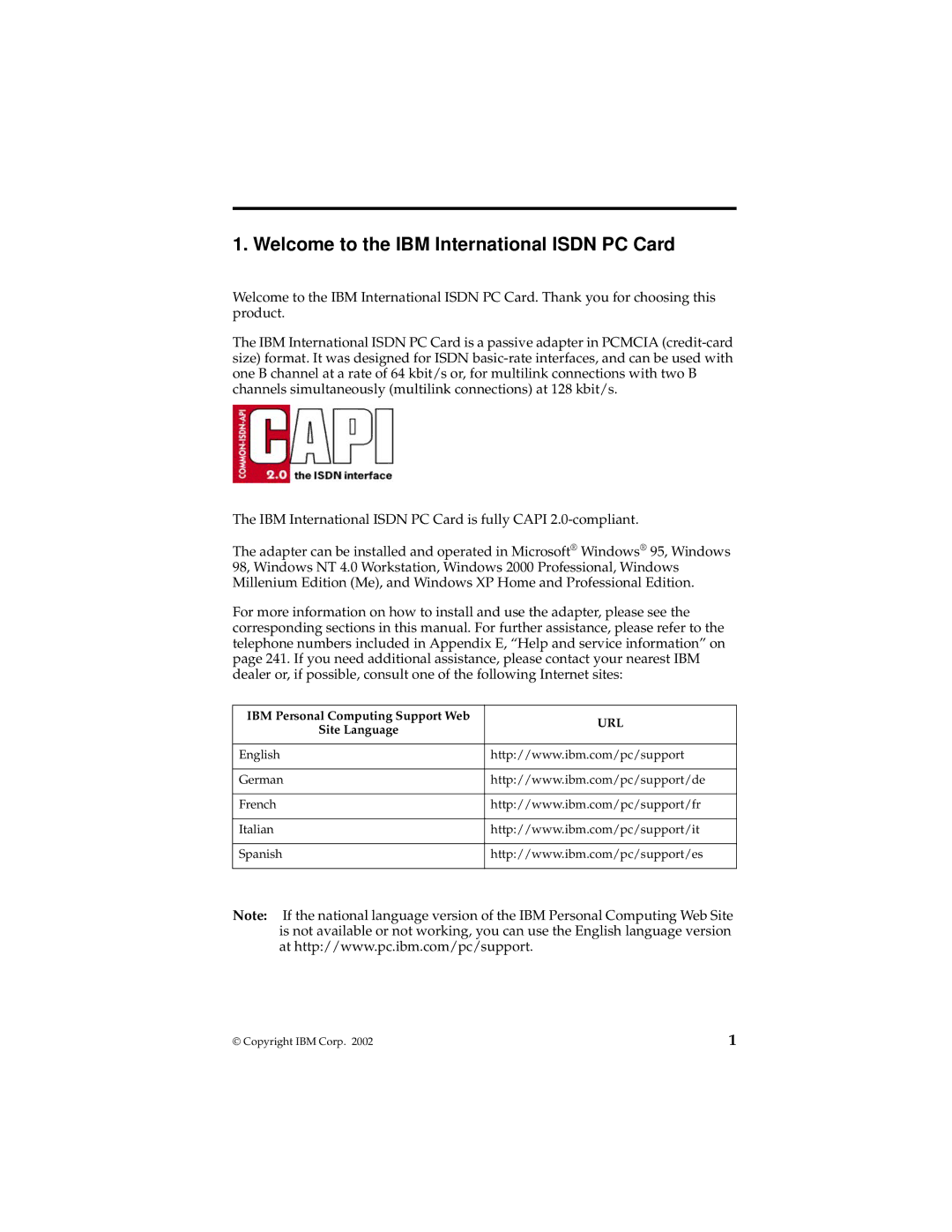 IBM 19K5716 manual Welcome to the IBM International Isdn PC Card, Url 