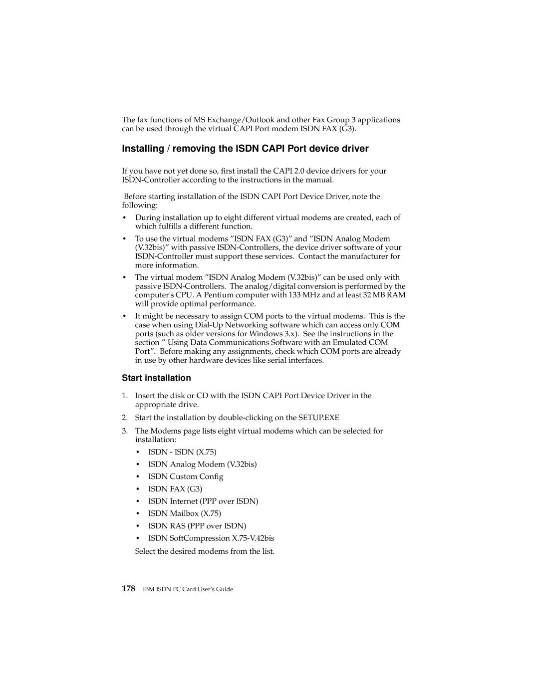 IBM 19K5716 manual Installing / removing the Isdn Capi Port device driver, Start installation 